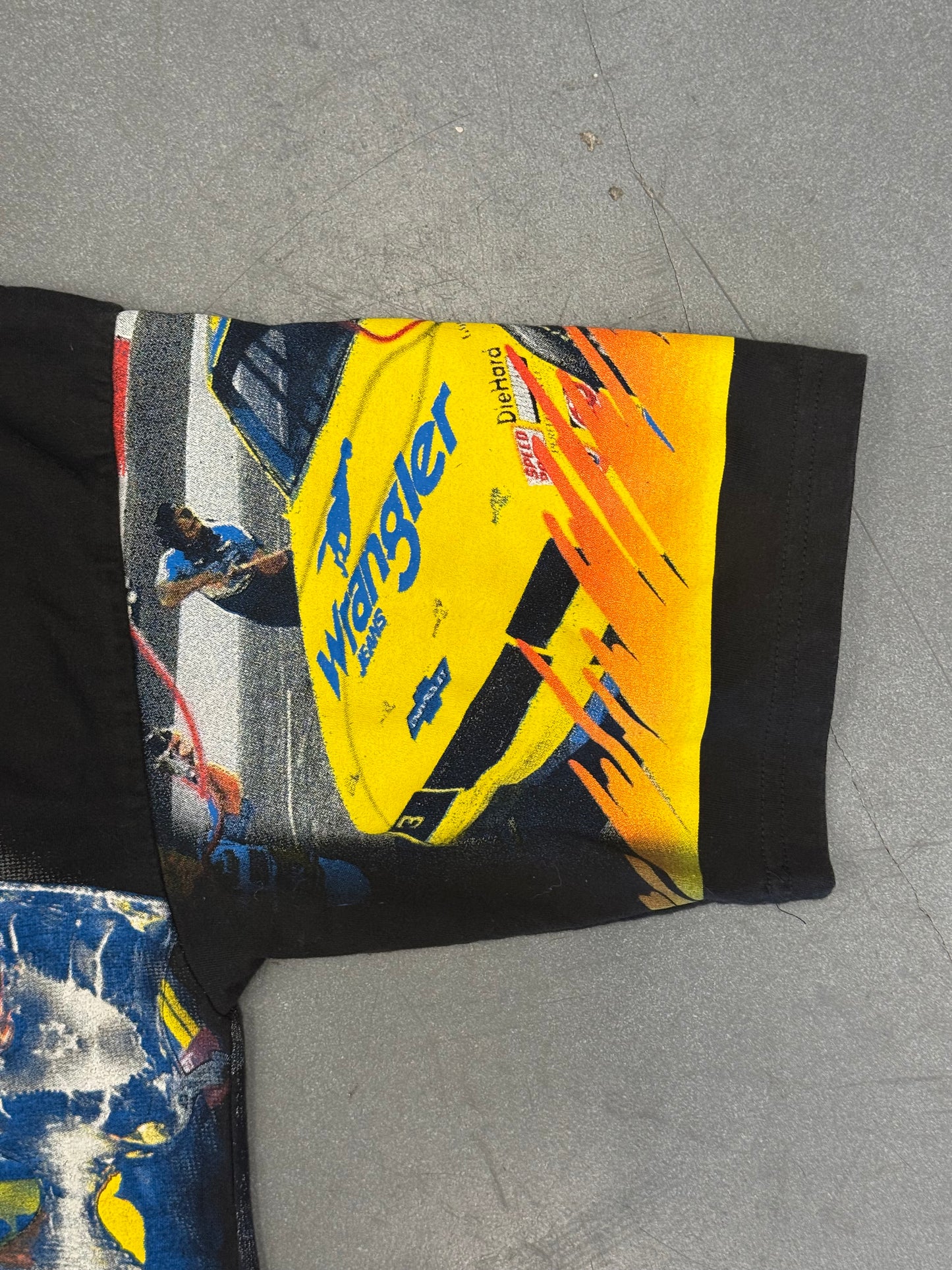 1998 NASCAR DALE EARNHARDT EVOLUTION OF "THE MAN" AOP TEE (CHASE TAG)