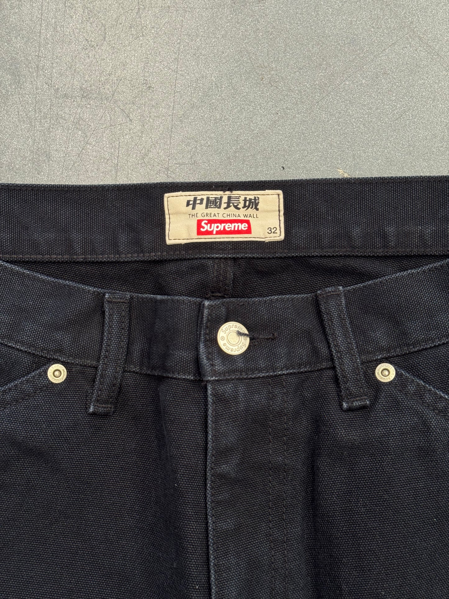 SS26 SUPREME THE GREAT CHINA WALL DOUBLE KNEE PANTS - BLACK