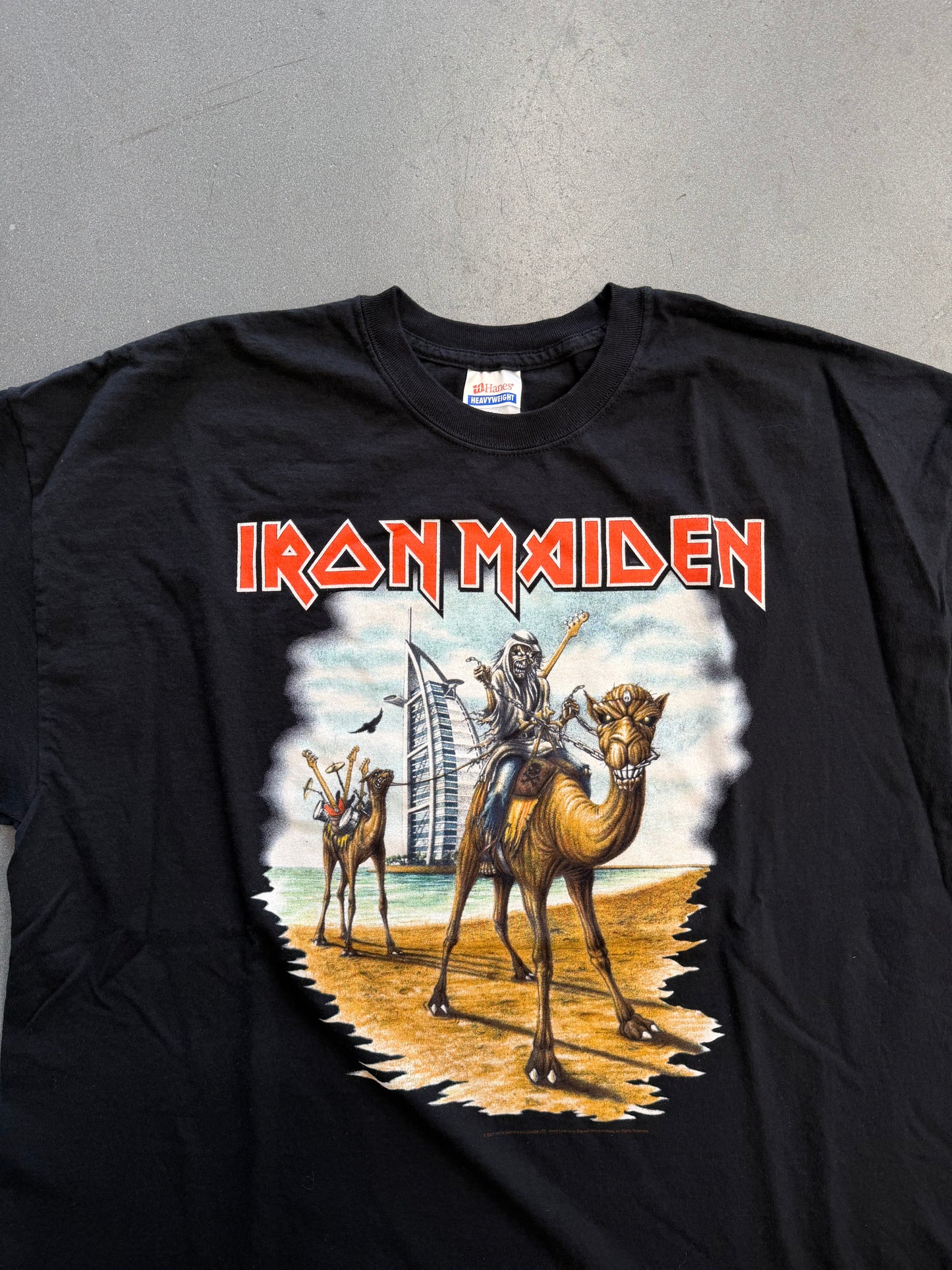 2007 IRON MAIDEN A MATTER OF LIFE AND DEATH MAIDEN DUBAI JUNE 07 TEE (HANES HEAVYWEIGHT TAG)