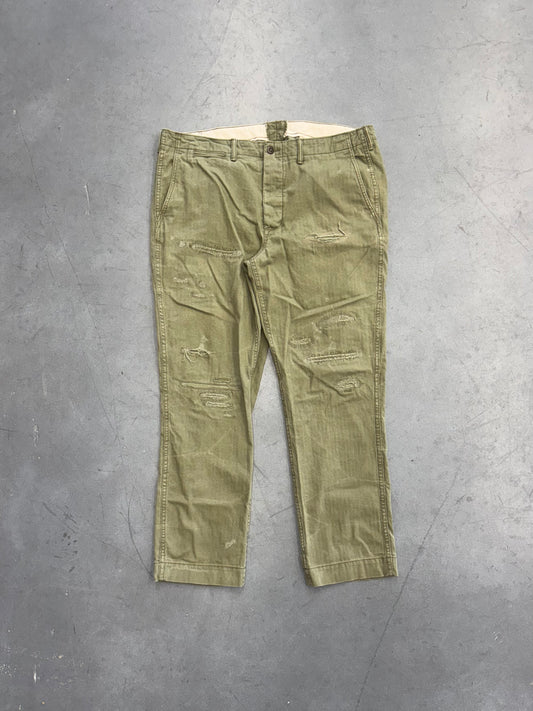VINTAGE POLO RALPH LAUREN UTILITY HERRINGBONE DISTRESSED PATCHWORK PANT