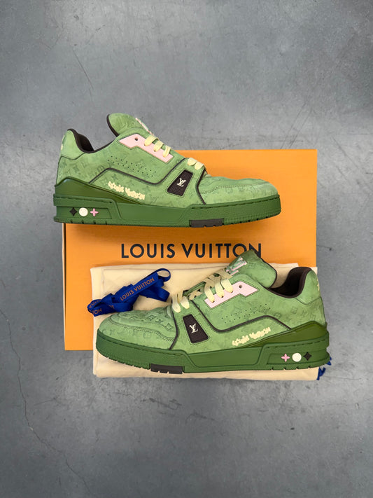 SS24 SIZE 7.5 LV LOUIS VUITTON BY TYLER THE CREATOR TRAINER - GREEN (PRE-OWNED WITH BOX)