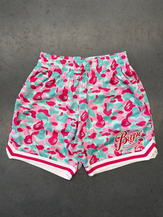 FW19 BAPE STORE MIAMI CAMO BASKETBALL SHORTS - PINK/BLUE