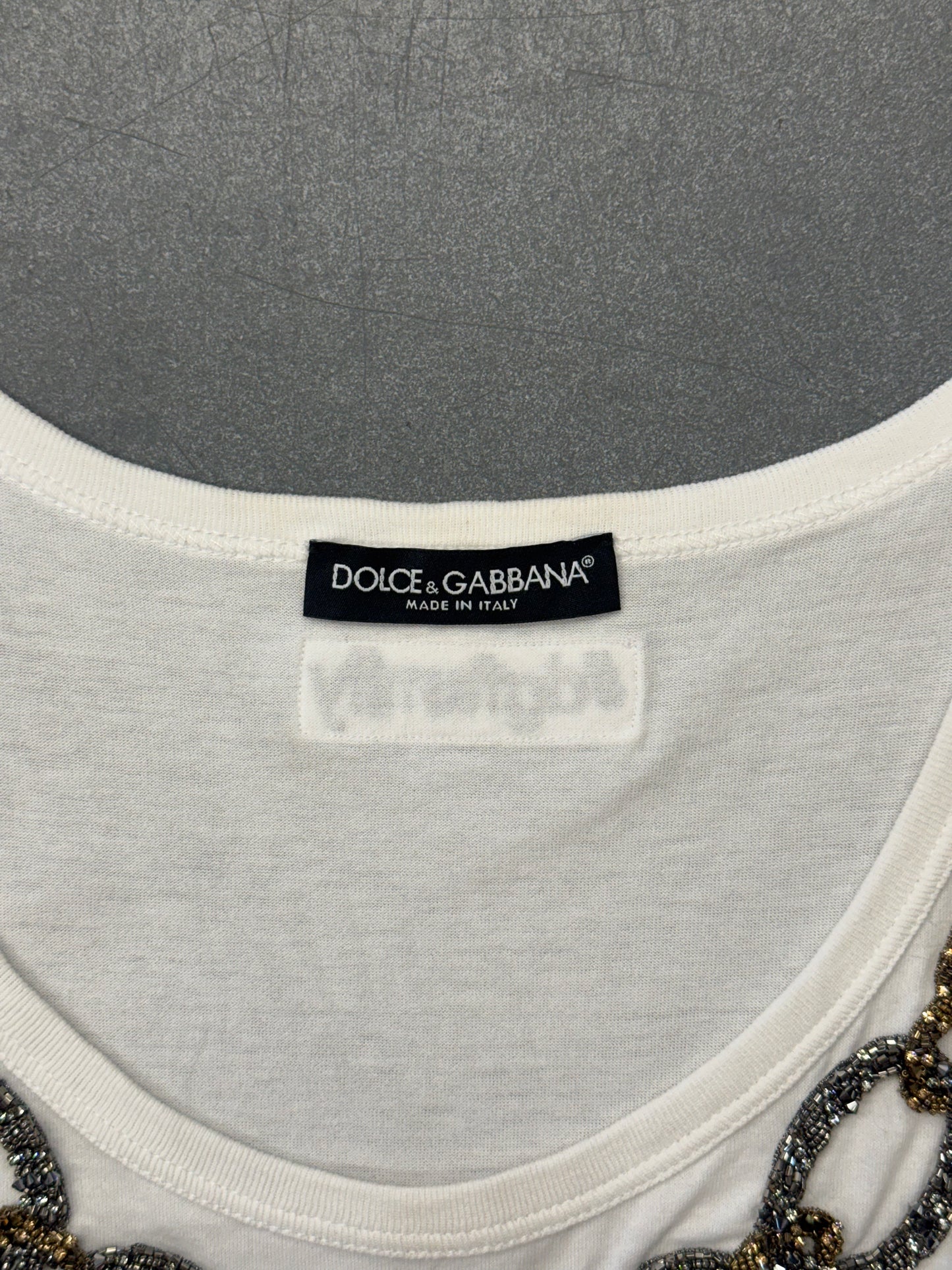 VINTAGE DOLCE & GABBANA EMBELLISHED ANCHOR CHAIN TANK TOP