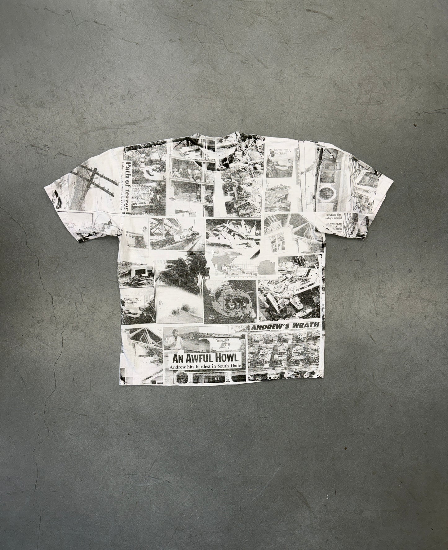 ANDREW HURRICANE ANDREW NEWSPAPER CLIPS AND PICTURES AOP TEE