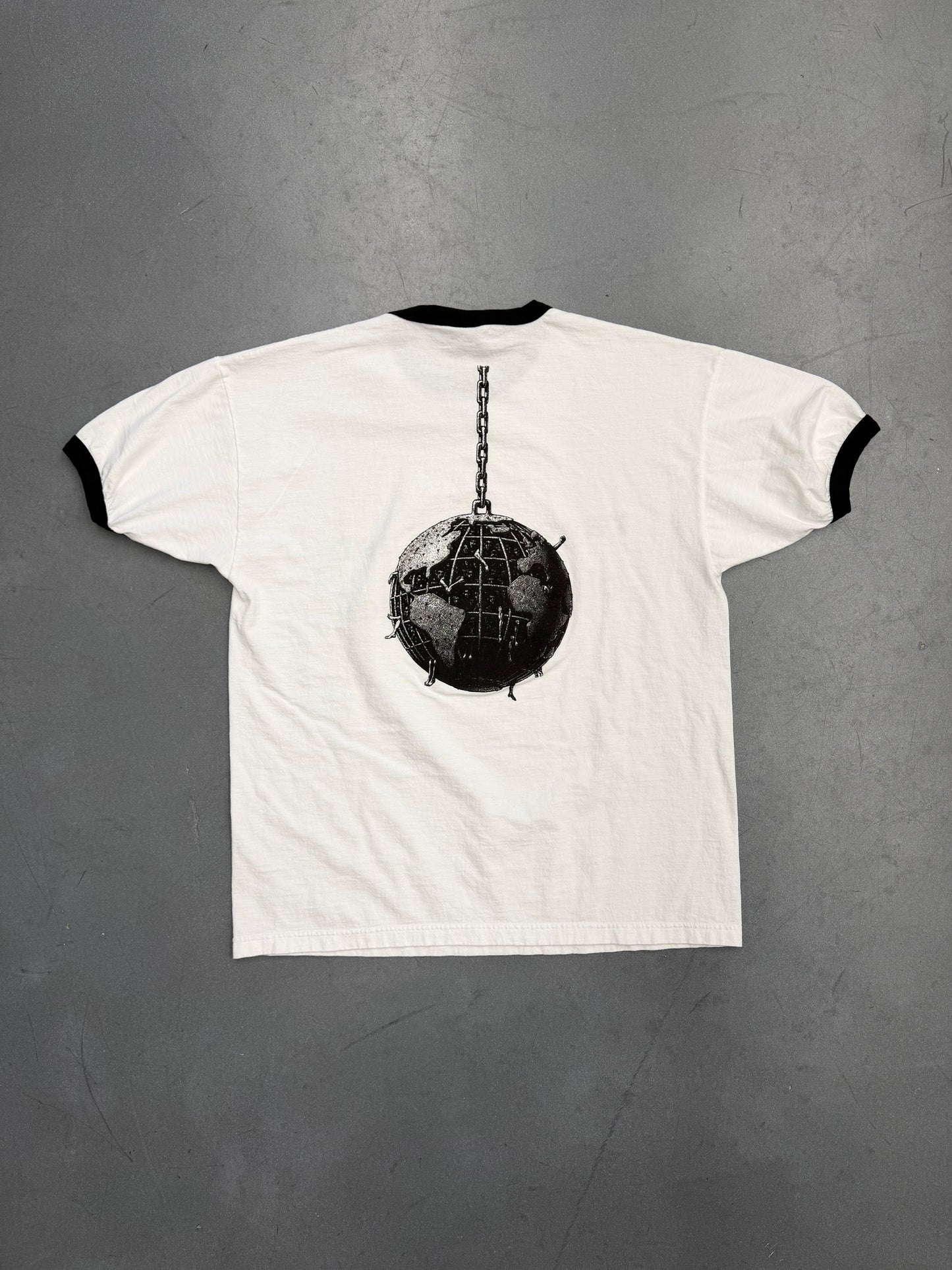 90S RAGE AGAINST THE MACHINE EARTH CAGE RINGER TEE (GIANT TAG)