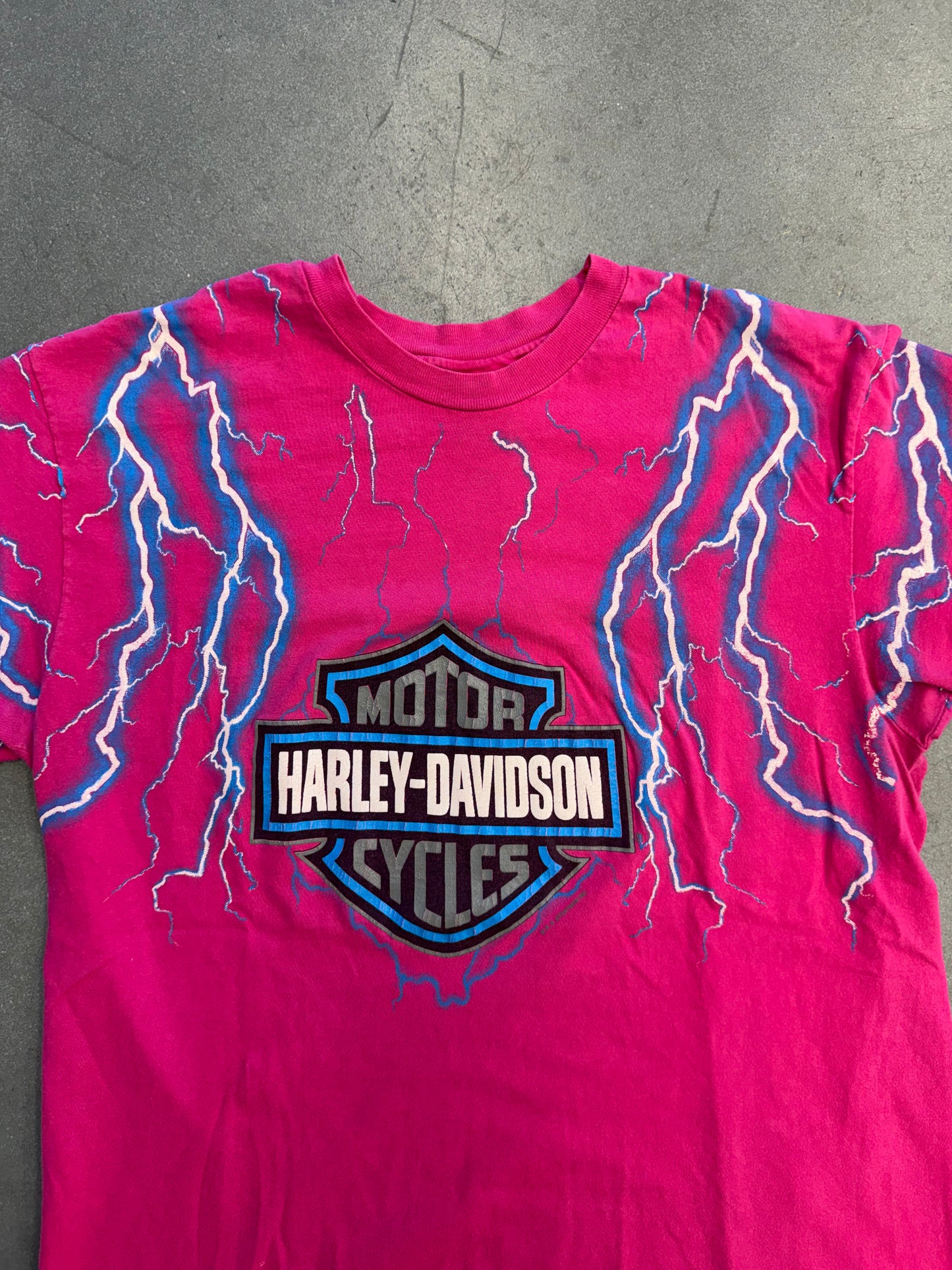 1988 HARLEY DAVIDSON GREENSBORO, N.C. LIGHTNING TEE (HANES BEEFY HARLEY TAG)