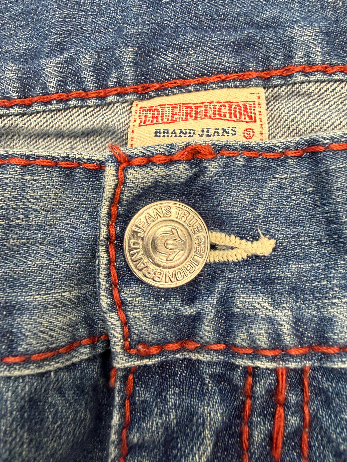 Y2K TRUE RELIGION STRAIGHT LEG RED-STITCH JEANS