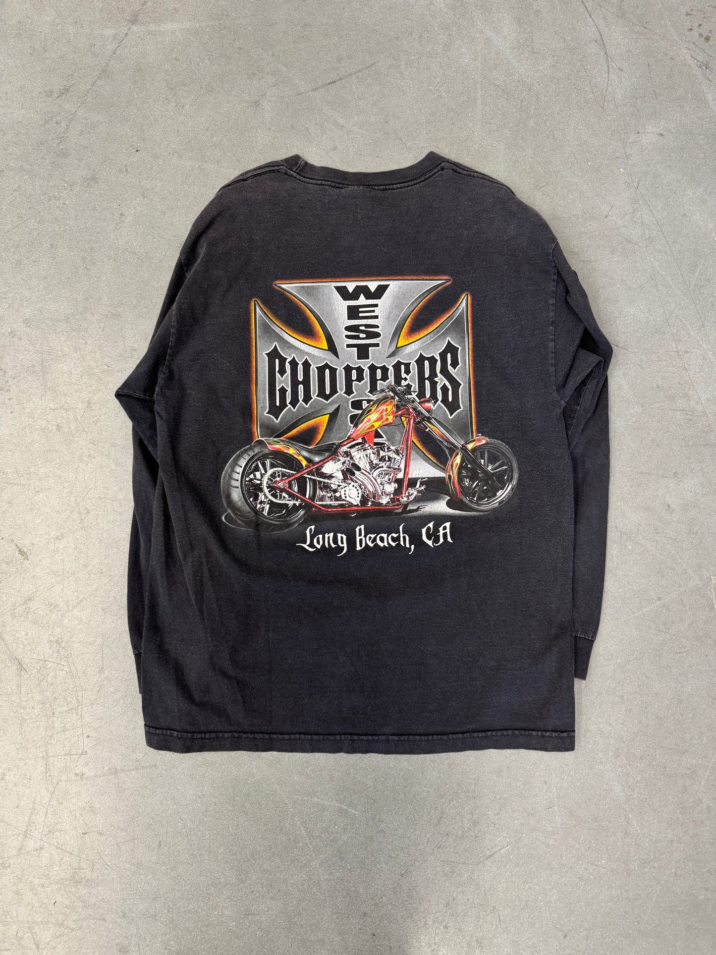 00S WEST COAST CHOPPERS REPEATED IRON CROSS LS TEE (JESSE WHO TAG) - L