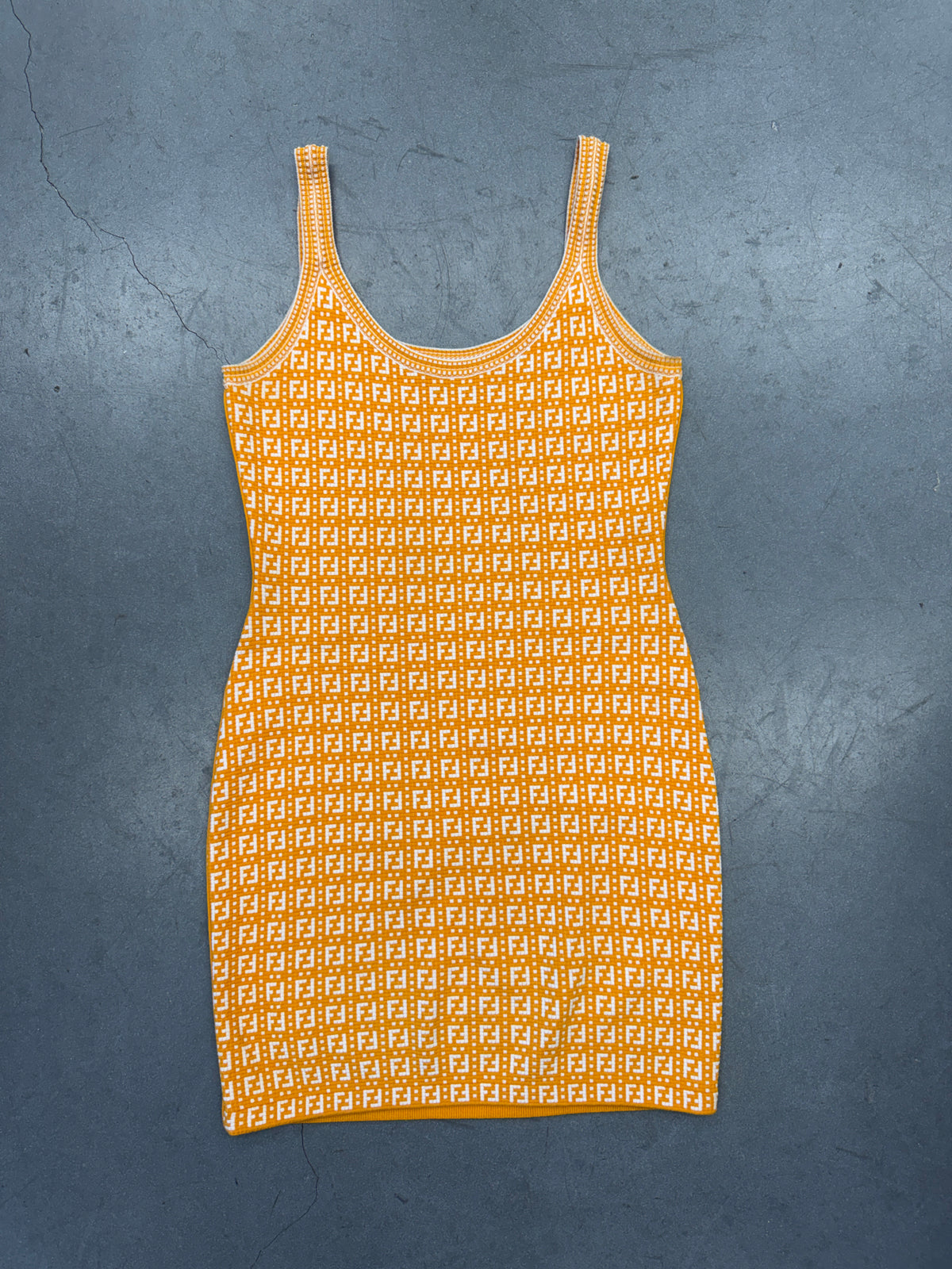 2020 FENDI FF ZUCCA MONOGRAM JACQUARD KNIT MINI DRESS