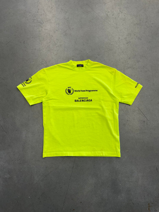 BALENCIAGA WORLD FOOD PROGRAMME TEE - FLUORESCENT YELLOW