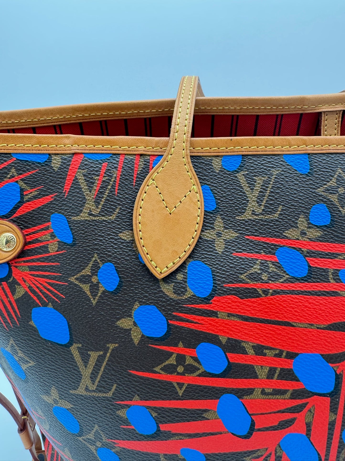 2016 LOUIS VUITTON NEO NEVERFULL TOTE MONOGRAM PALM SPRINGS JUNGLE DOTS