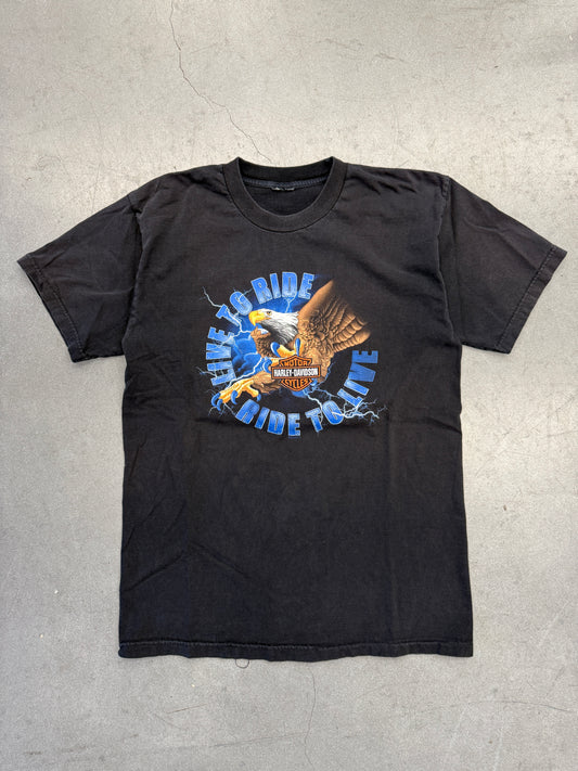 2005 HARLEY-DAVIDSON LIVE TO RIDE RIDE TO LIVE EAGLE LIGHTNING SINGAPORE TEE (PULLED TAG)