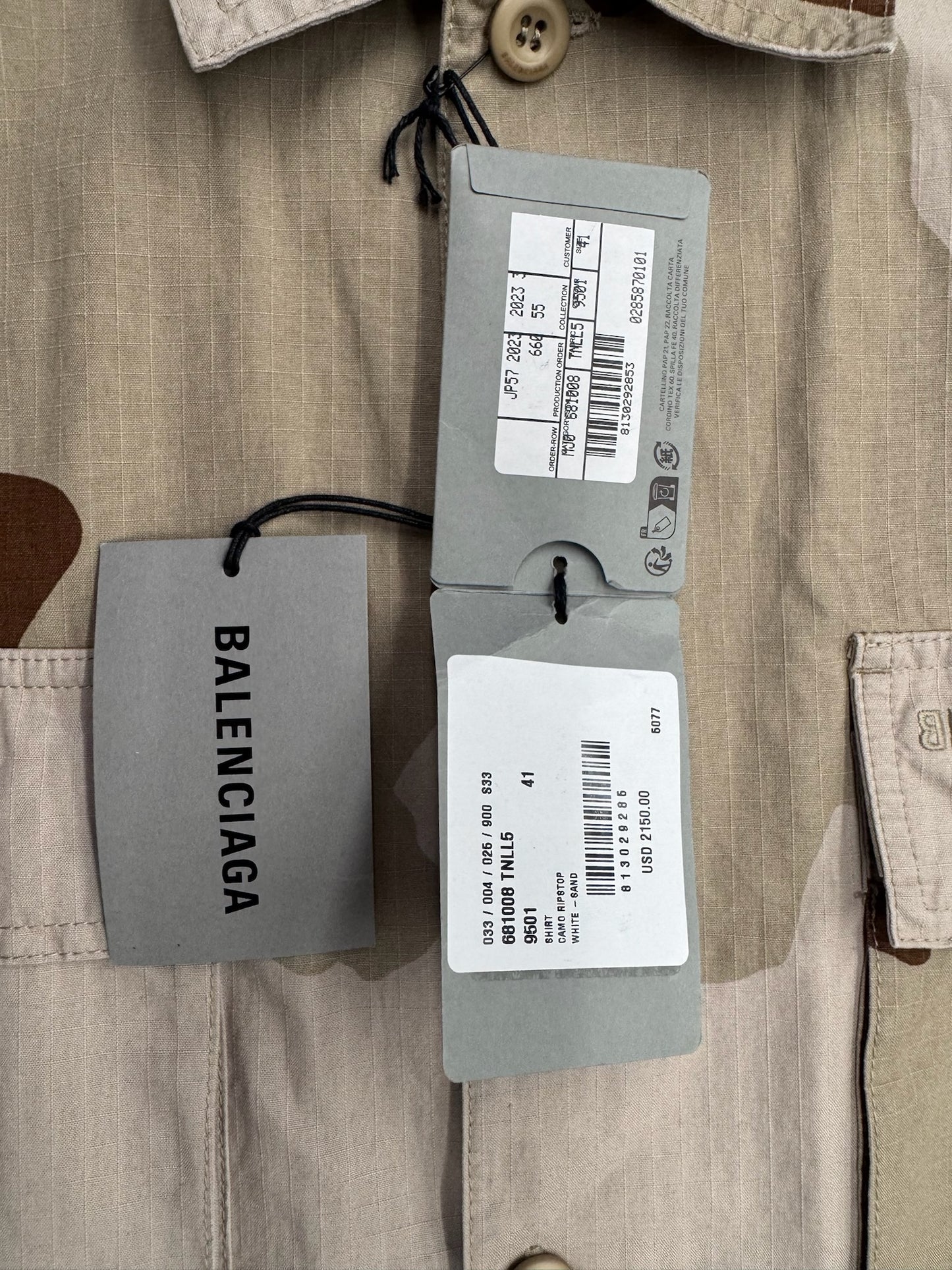 BALENCIAGA RIPSTOP CAMO OVERSIZED CARGO SHIRT (NWT)