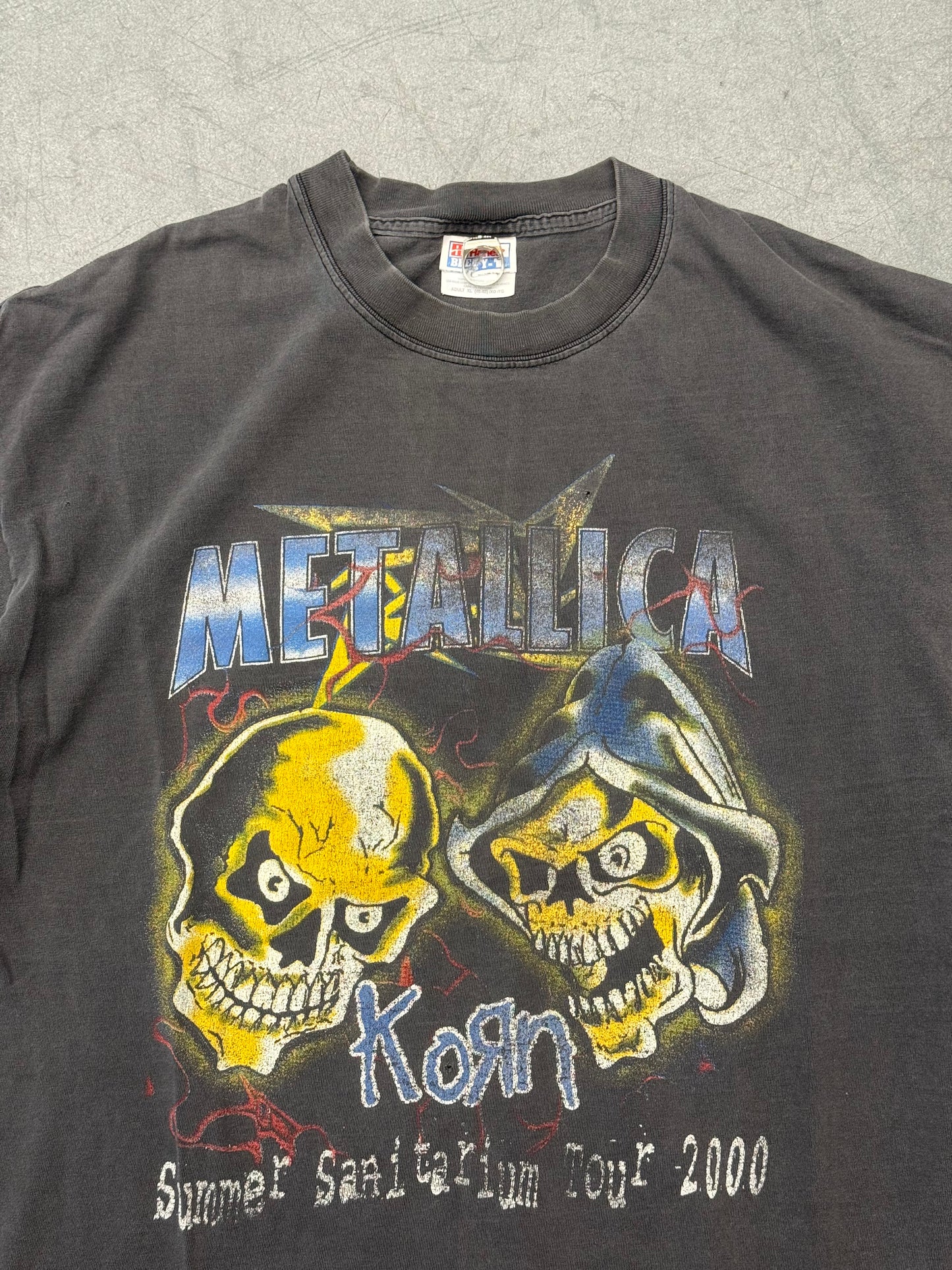 2000 METALLICA KORN SUMMER SANITARIUM TOUR BOOTLEG FADED TEE (HANES BEEFY TAG)