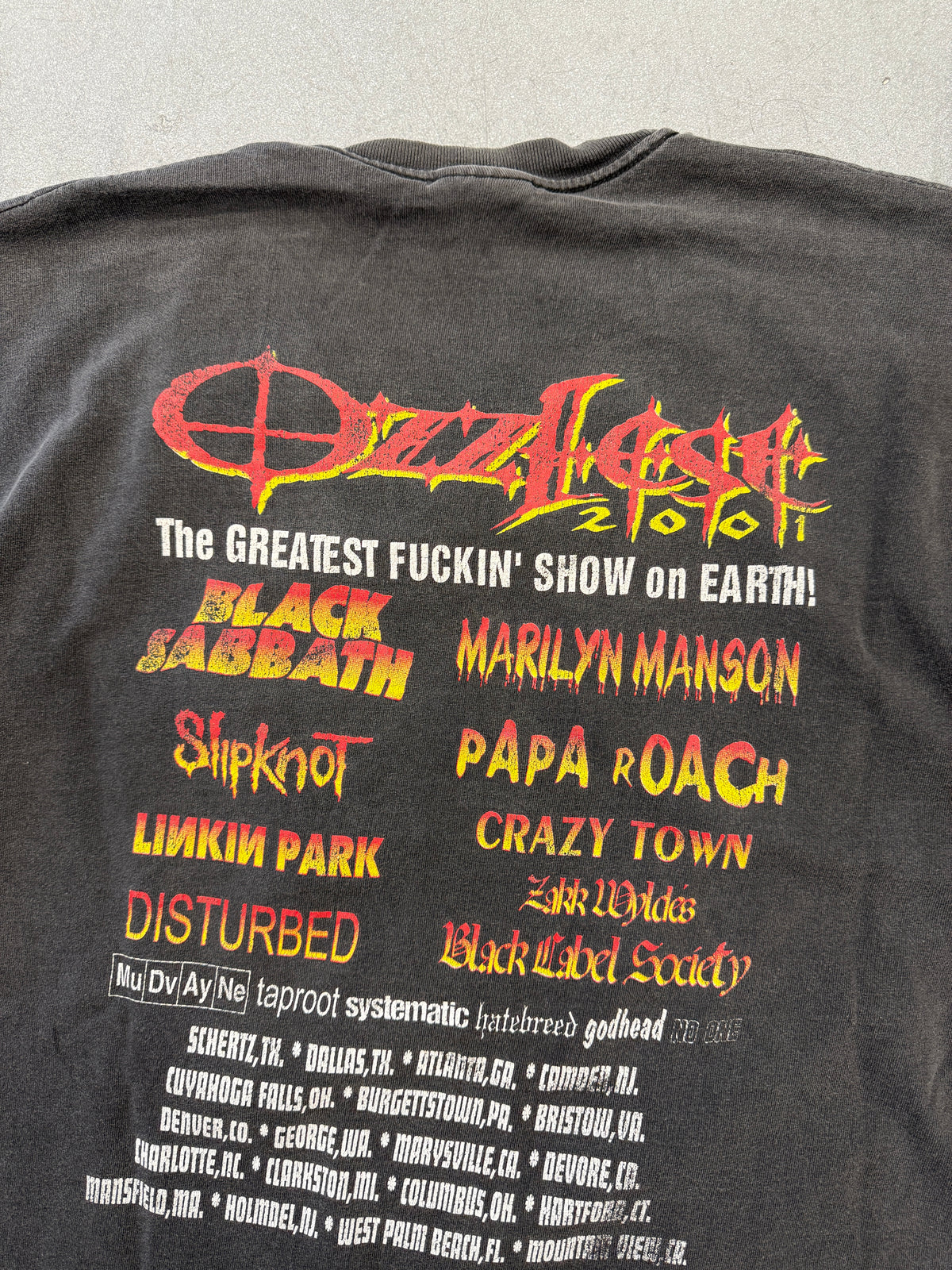 2001 OZZFEST THE GREATEST FUCKIN' SHOW ON EARTH! TOUR TEE (HANES TAG)