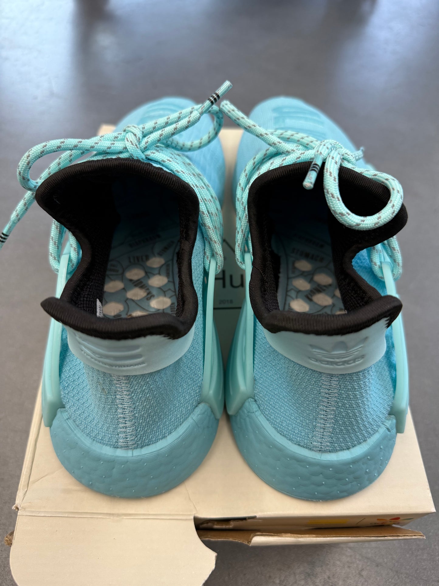 2021 SIZE 8.5 ADIDAS NMD HU PHARRELL WILLIAMS CLEAR AQUA (WITH BOX)