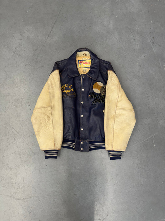 VINTAGE AVIREX MIDNIGHT SUN LEAGUE LEATHER VARSITY JACKET