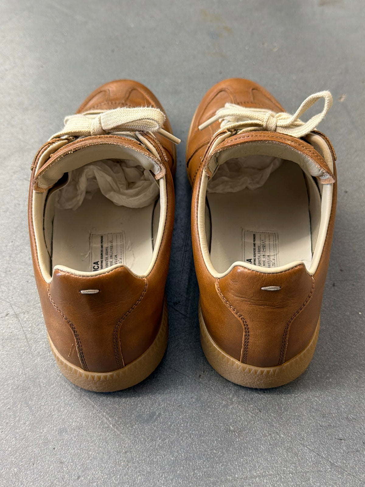 MAISON MARGIELA REPLICA LEATHER SNEAKERS - SAFARI SHADE