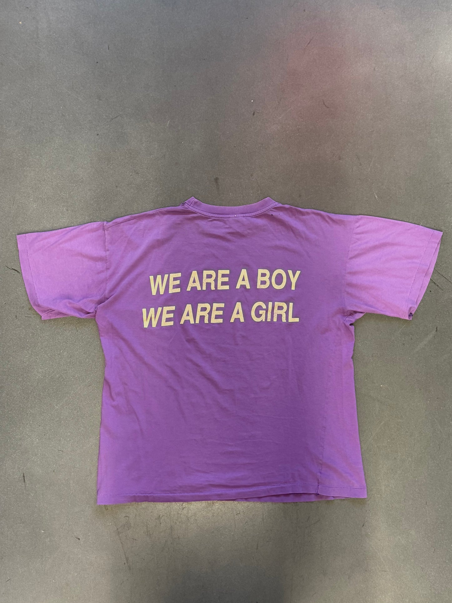 90S SUEDE "WE ARE A BOY WE ARE A GIRL" TEE (FIREFOX TAG)