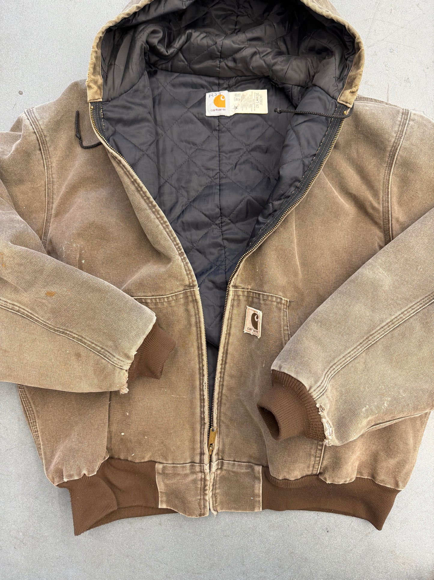 80'S CARHARTT INSULATED CANVAS HOODIE - GREEN (J06CHT 2XL)