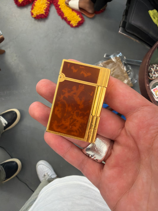 VINTAGE S.T. DUPONT GATSBY TORTOISE SHELL GOLD PLATED LIGHTER