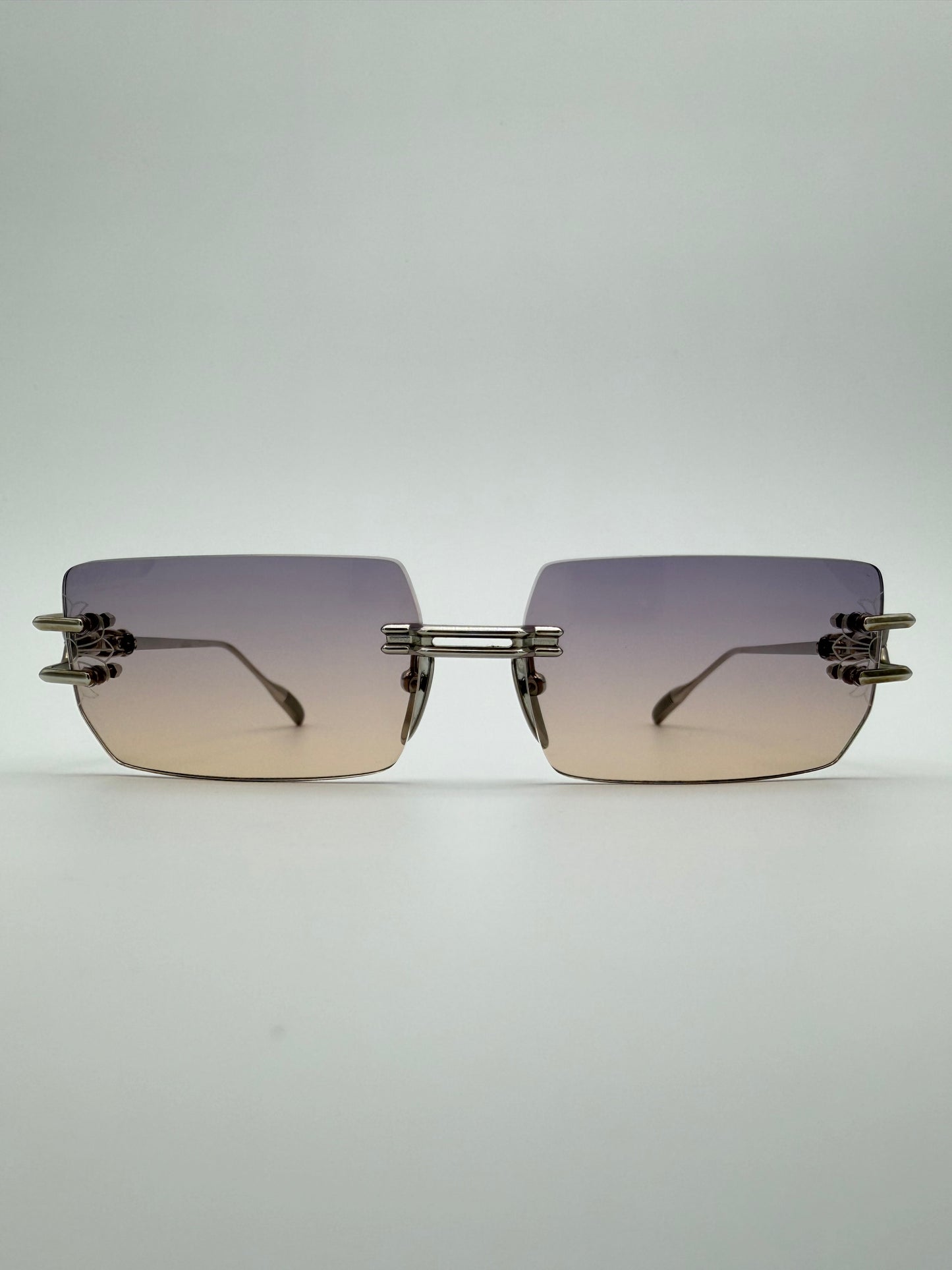 CHROME HEARTS LORDIE FRAMELESS PURPLE-LENS SUNGLASSES (WITH CASE AND CLOTH)