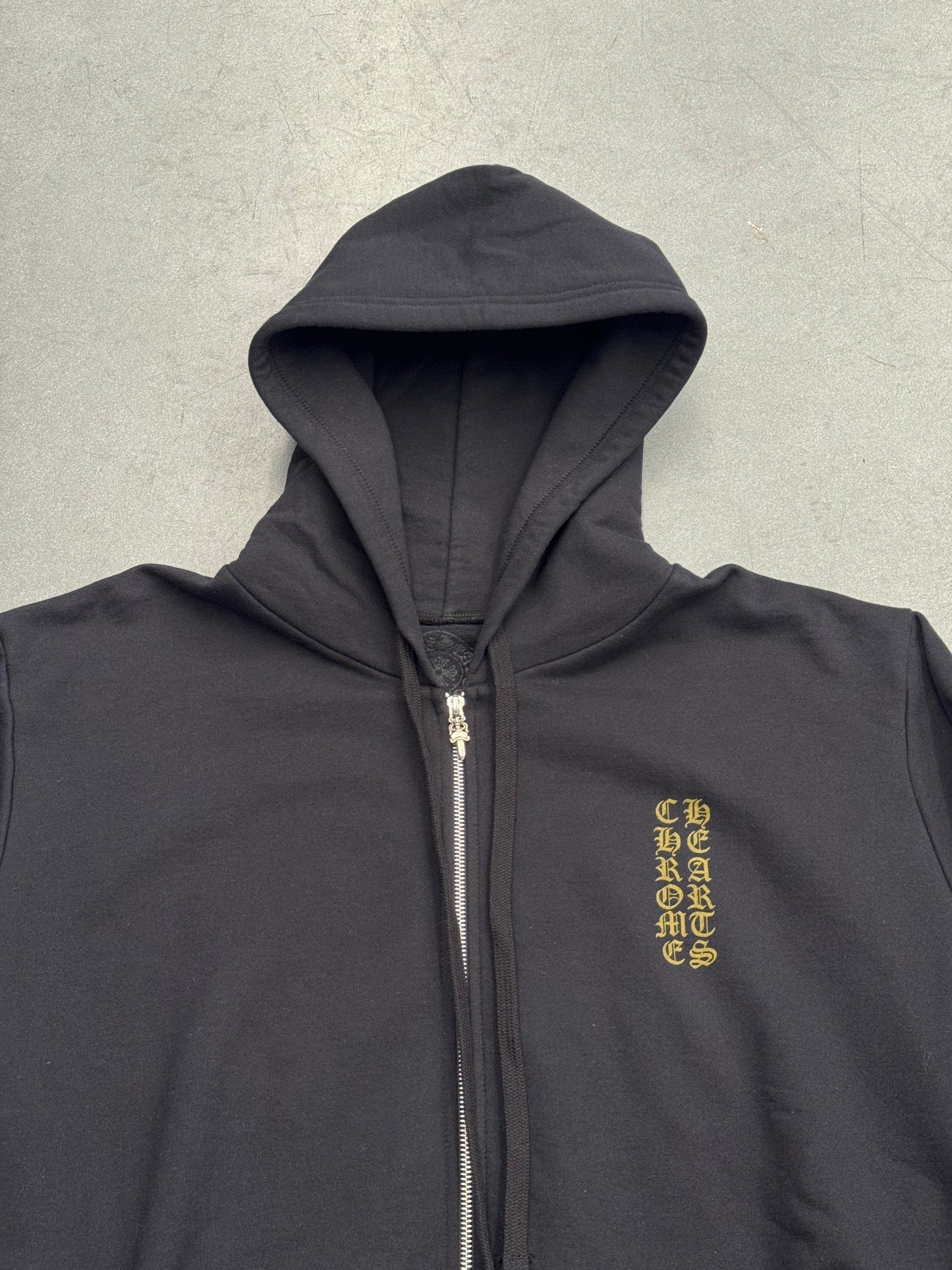 CHROME HEARTS ARMY GREEN VERTICAL LOGO DAGGER ZIP HOODIE