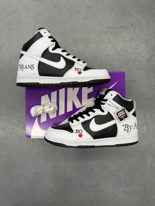 2022 SIZE 10.5 NIKE SB DUNK HIGH SUPREME BY ANY MEANS - BLACK