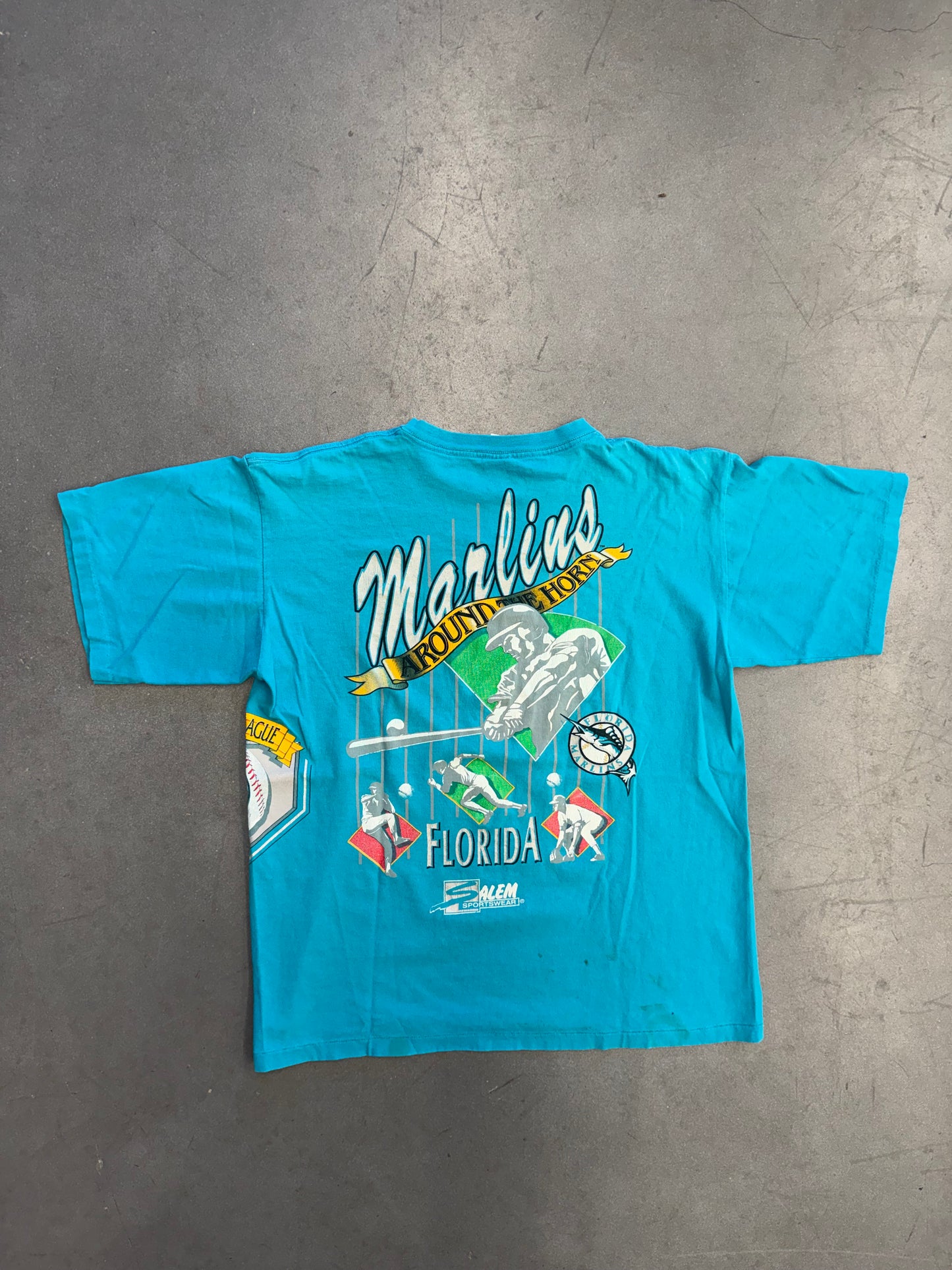 1992 FLORIDA MARLINS SALEM SPORTSWEAR WRAP AROUND TEE (SALEM TAG)