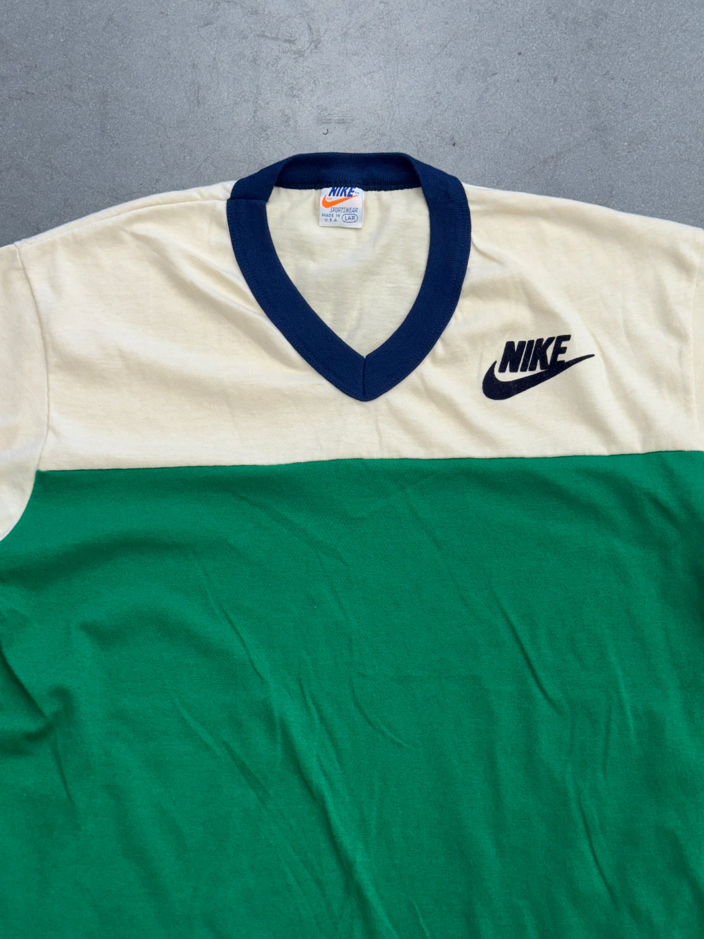 70S NIKE SPORTSWEAR 3/4 SLEEVE V-NECK TEE (ORANGE SWOOSH TAG)