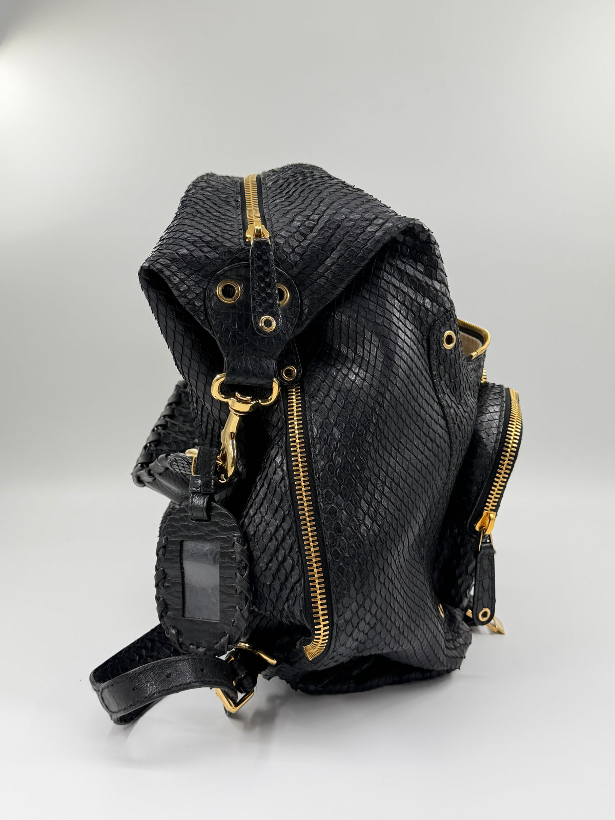 SS09 GUCCI DARWIN LARGE CONVERTIBLE BACKPACK CARRYALL - BLACK GENUINE PYTHON