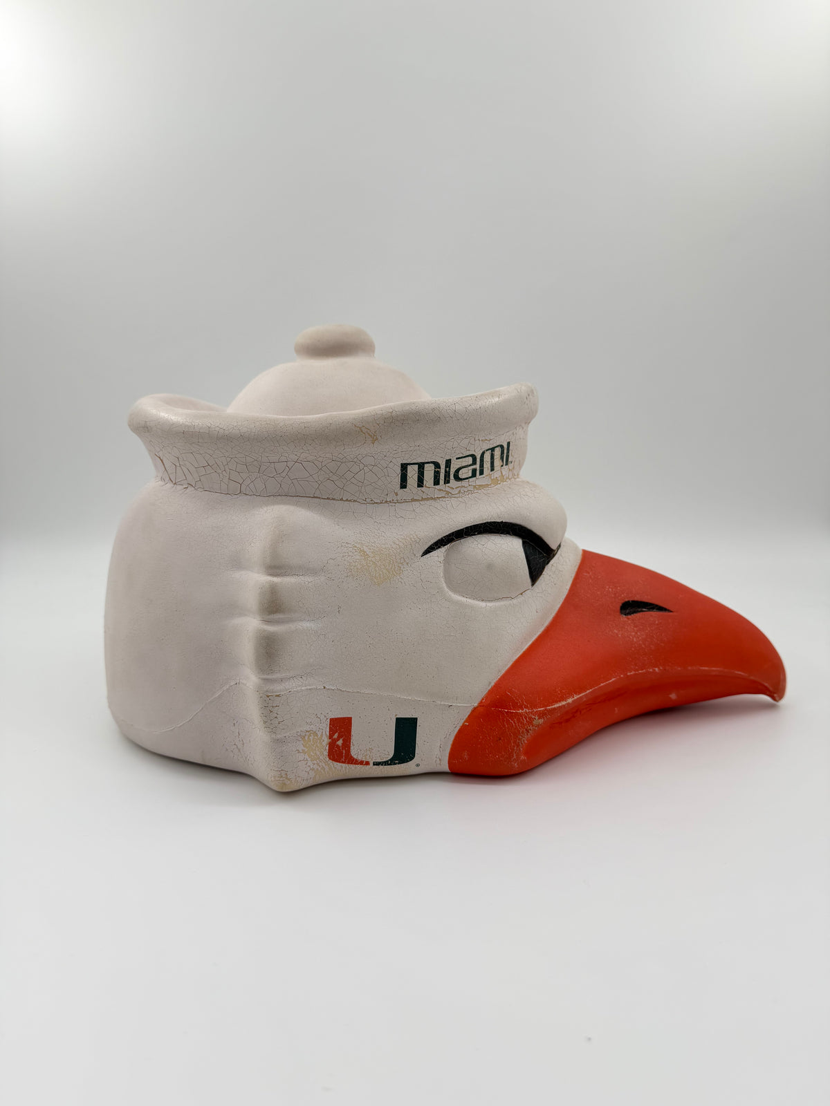 VINTAGE UNIVERSITY OF MIAMI HURRICANES SEBASTIAN FOAM HEAD