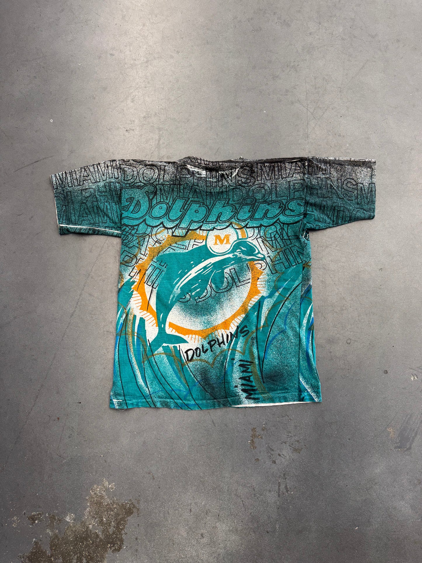 90S MIAMI DOLPHINS TEAM NFL MAGIC JOHNSON T'S AOP TEE (RITZ TAG)