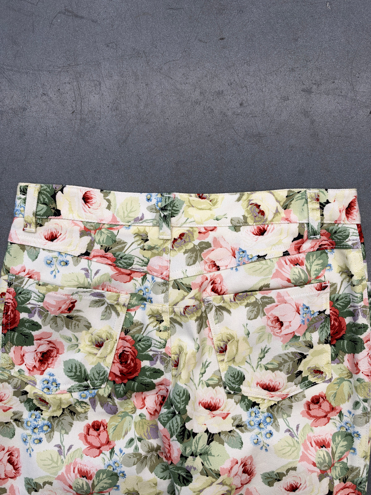 2013 MIU MIU FLORAL PRINT DENIM PANTS