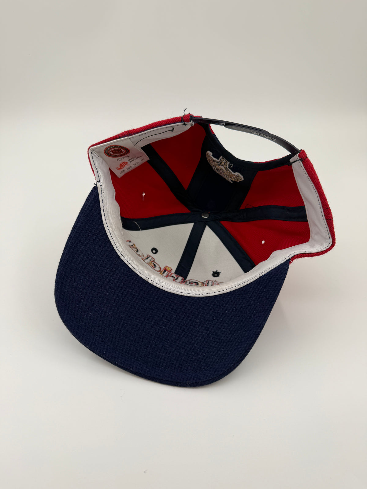 90'S AJD FLORIDA PANTHERS STITCHED OUTLINE LOGO SNAPBACK (RED/NAVY) (AJD TAG) (NWT)