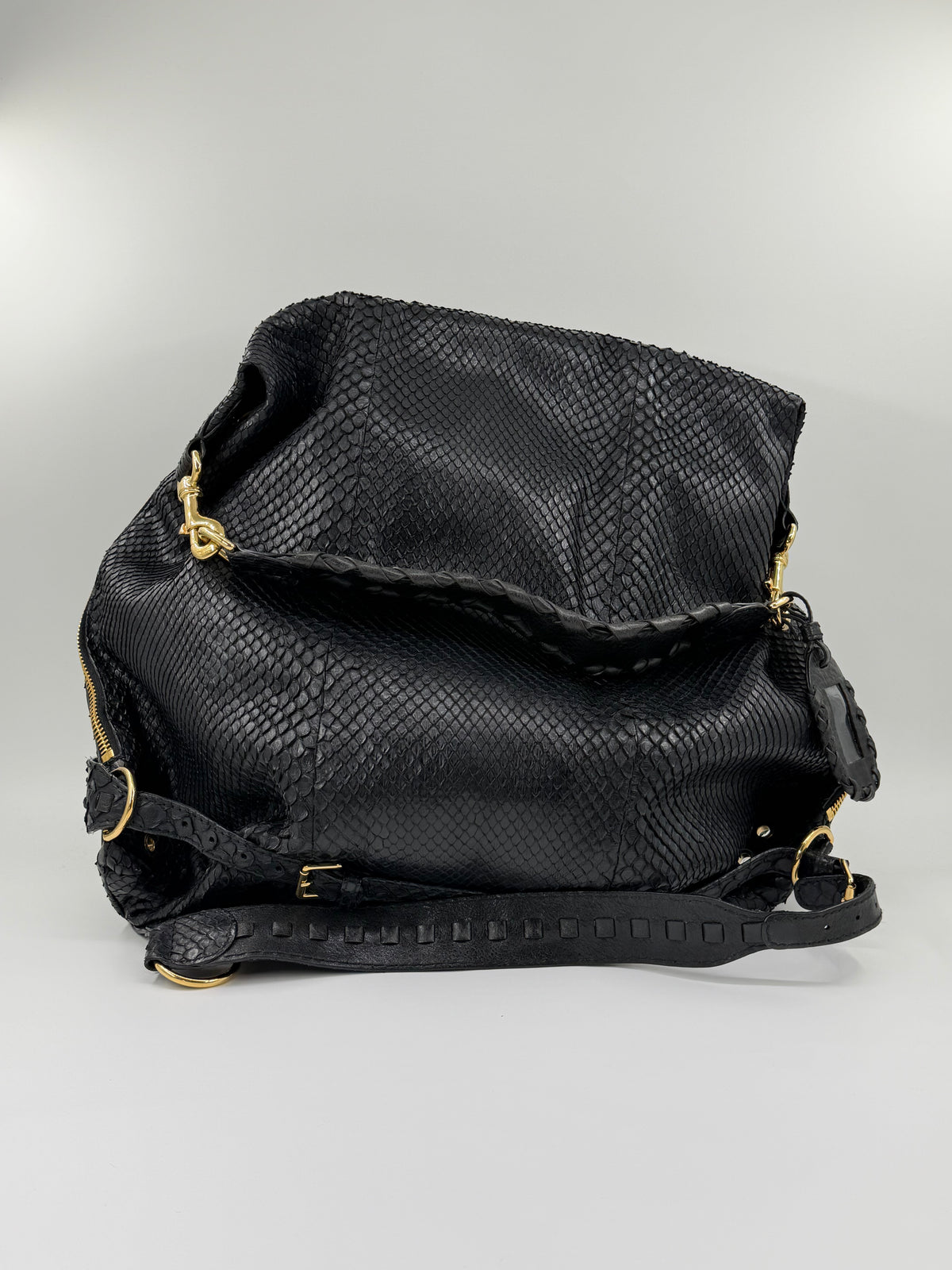 SS09 GUCCI DARWIN LARGE CONVERTIBLE BACKPACK CARRYALL - BLACK GENUINE PYTHON