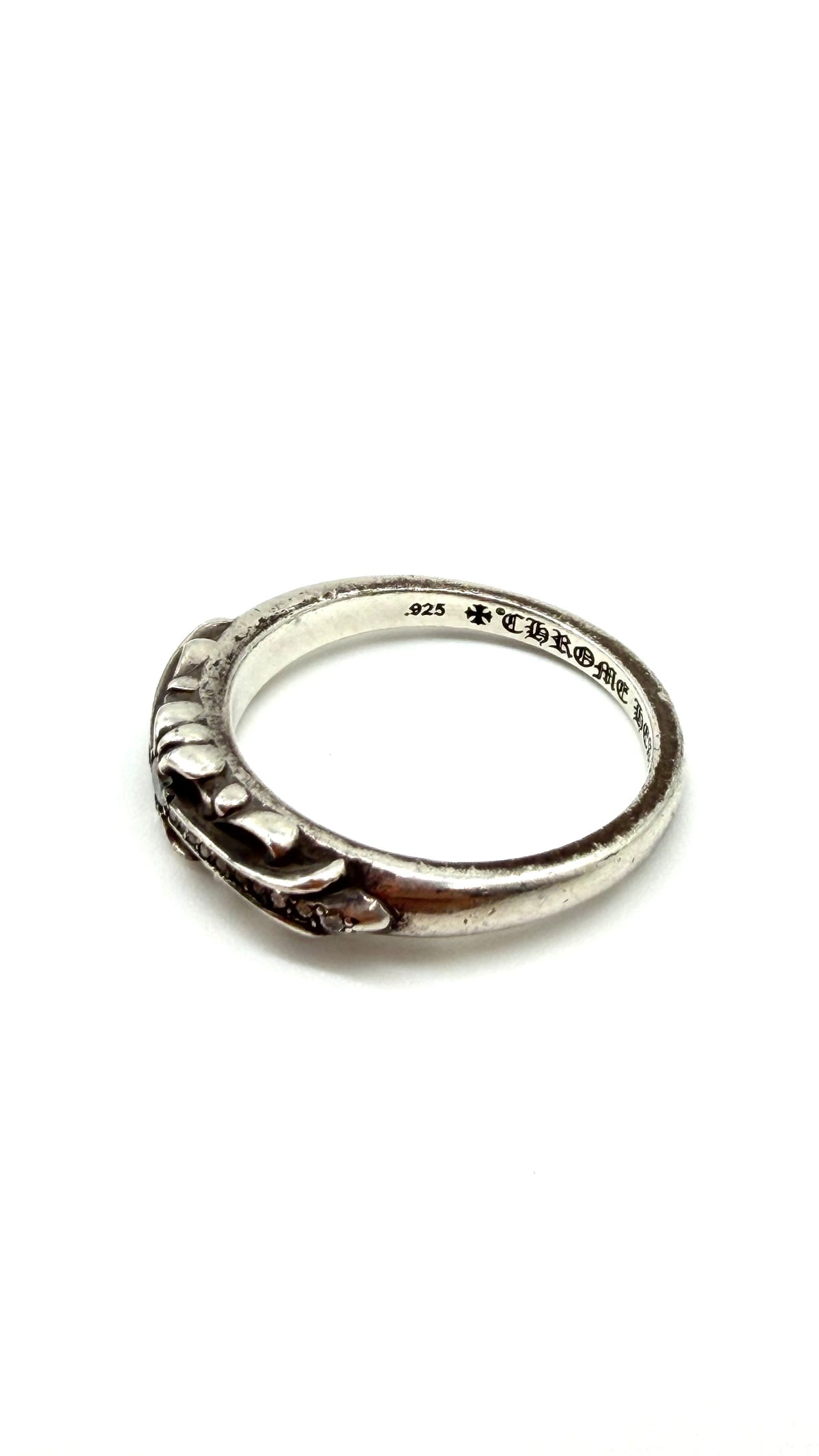 CHROME HEARTS SILVER BABY CLASSIC FLORAL DIAMOND RING