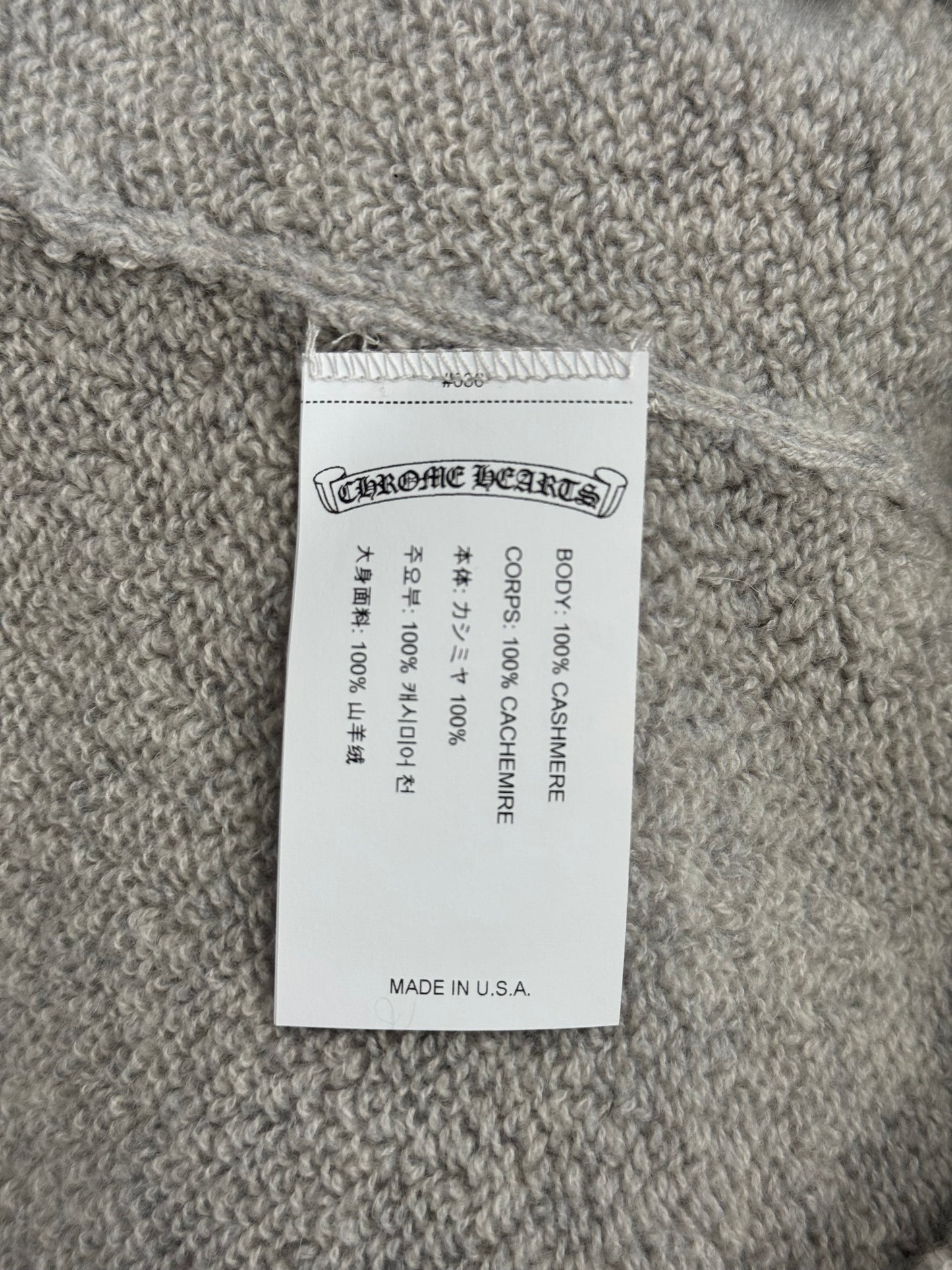 CHROME HEARTS CASHMERE EMBROIDERED PULLOVER HOODIE
