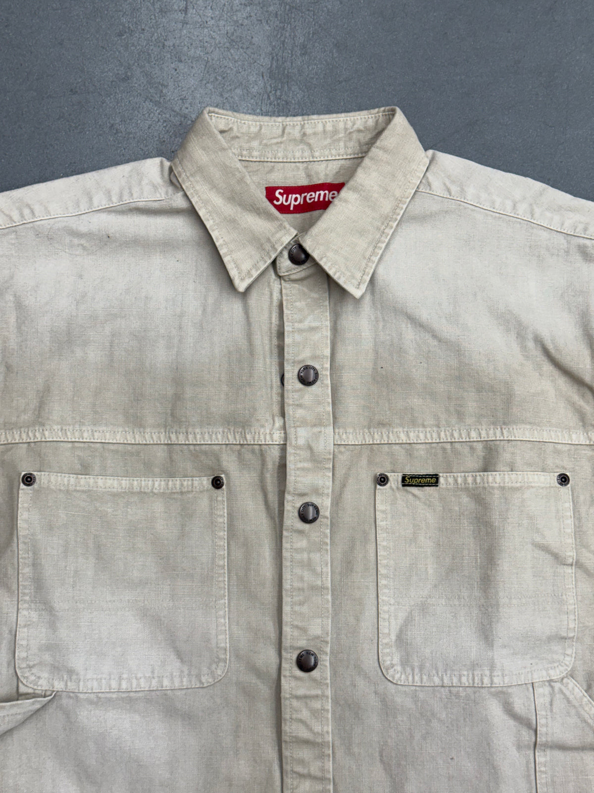 SS26 SUPREME WORN SNAP PAINTER SHIRT - NATURAL