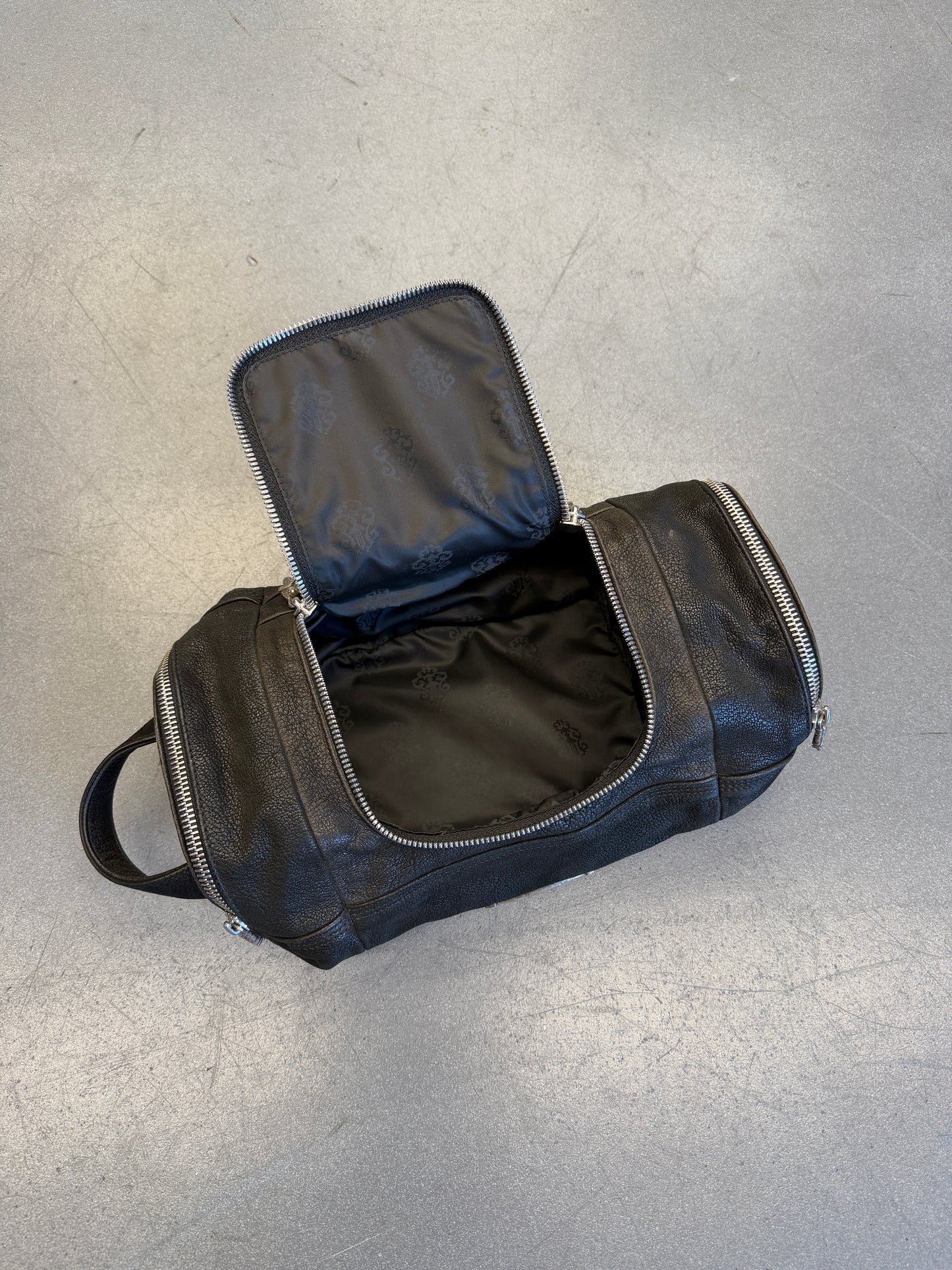 CHROME HEARTS TRIPLE CROSS LEATHER TOILETRY DUFFLE BAG