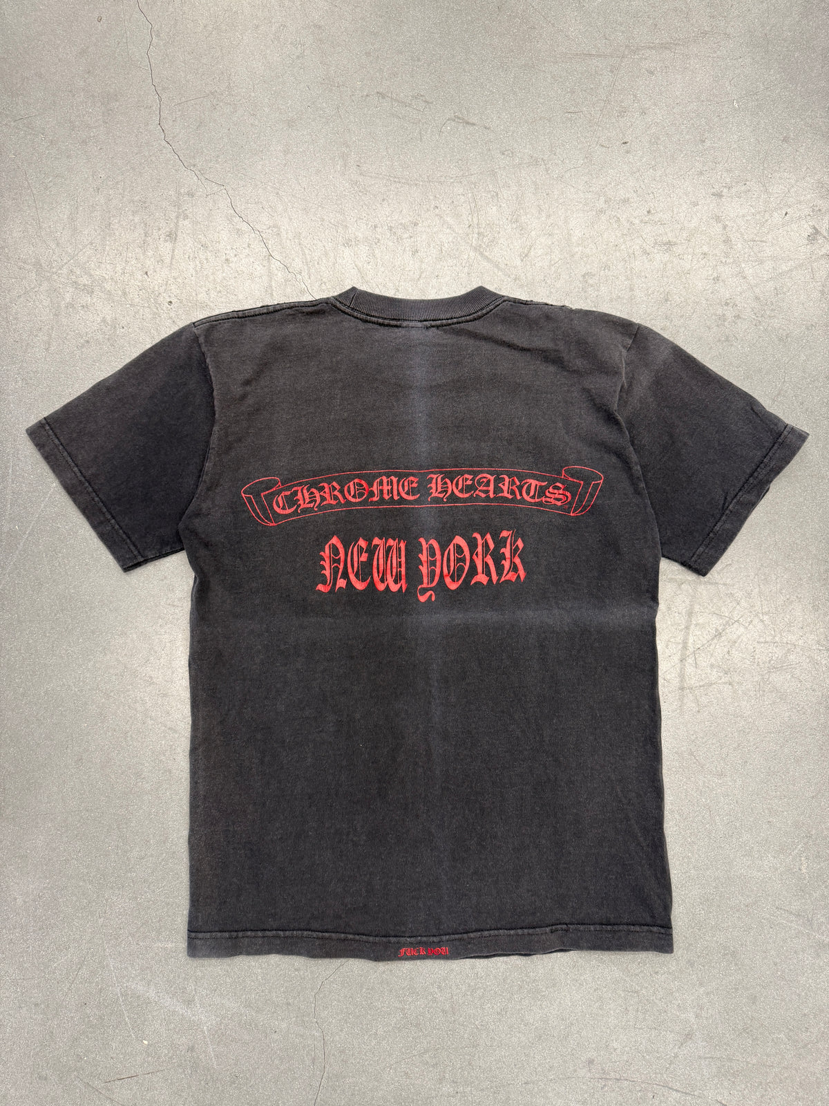 VINTAGE CHROME HEARTS NEW YORK FADED POCKET TEE (PULLED TAG)