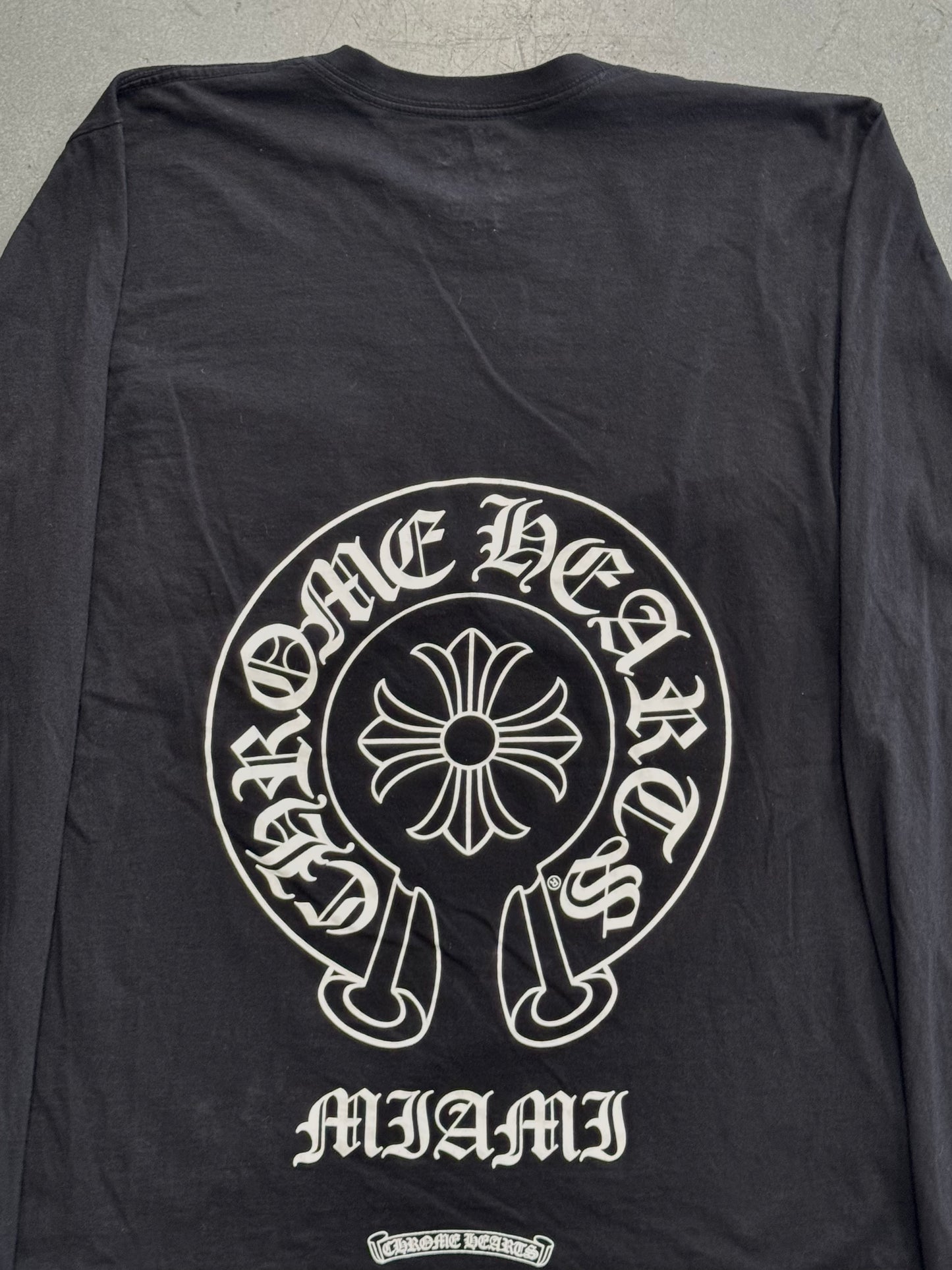 CHROME HEARTS MIAMI FLORAL LS TEE - BLACK/WHITE