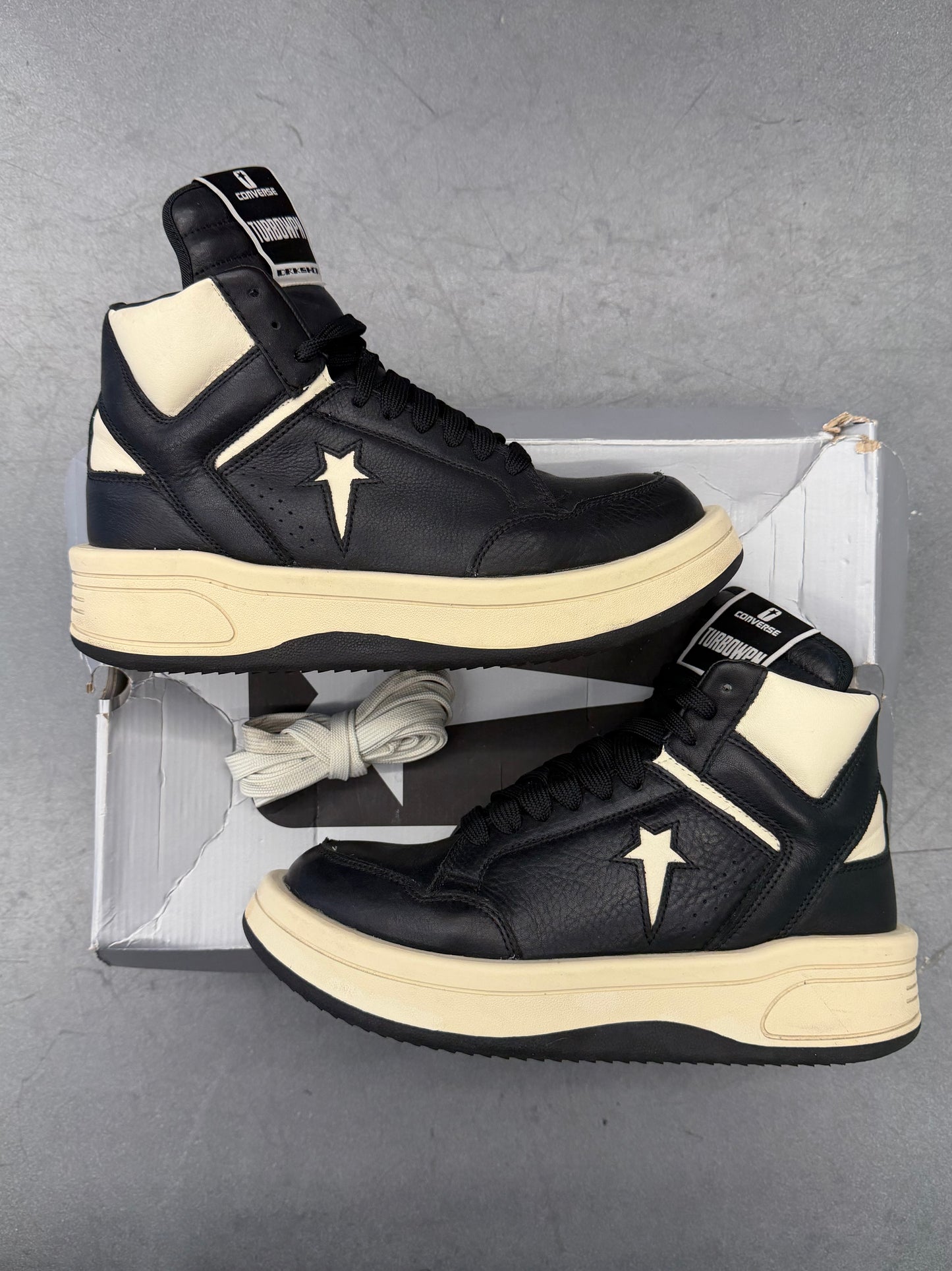 SIZE 9.5 CONVERSE RICK OWENS TURBOPWN - BLACK (PRE-OWNED WITH BOX)