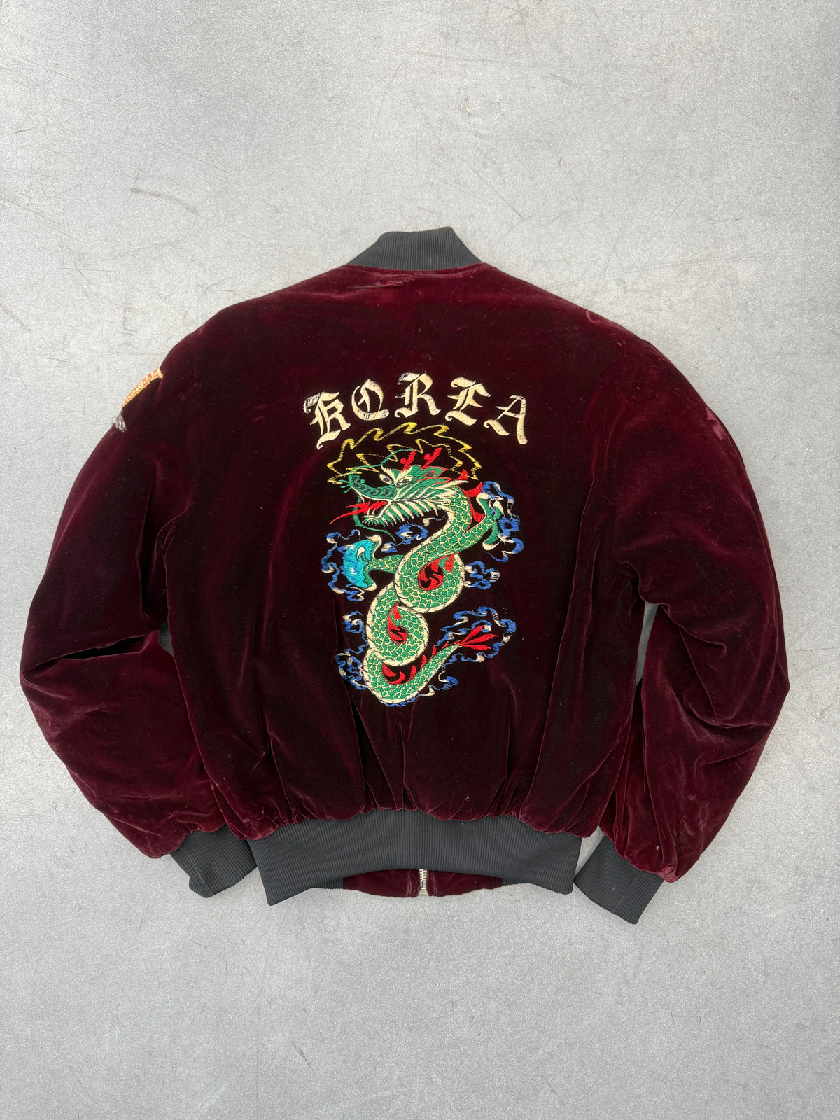 70S-'80S VELVET KOREA DISTRESSED SOUVENIR JACKET