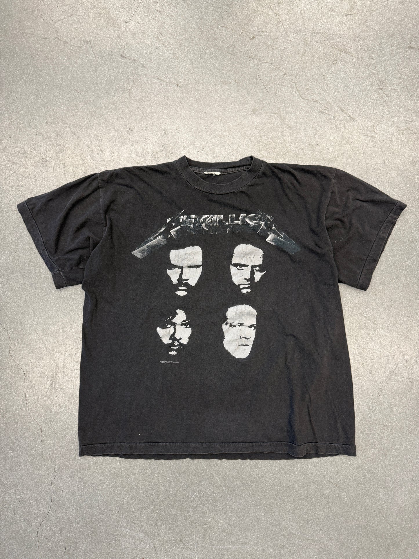 1991 METALLICA 4 FACES HISTORIC DATES TOUR TEE (CUT TAG)