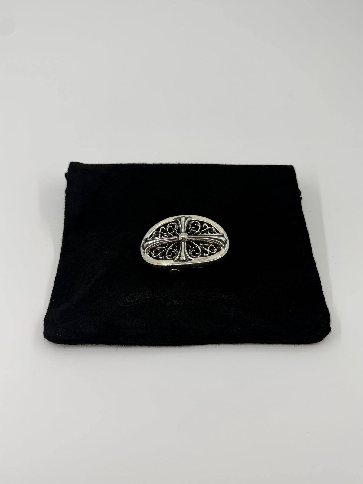 CHROME HEARTS 1" SMALL SILVER OVAL BUCKLE