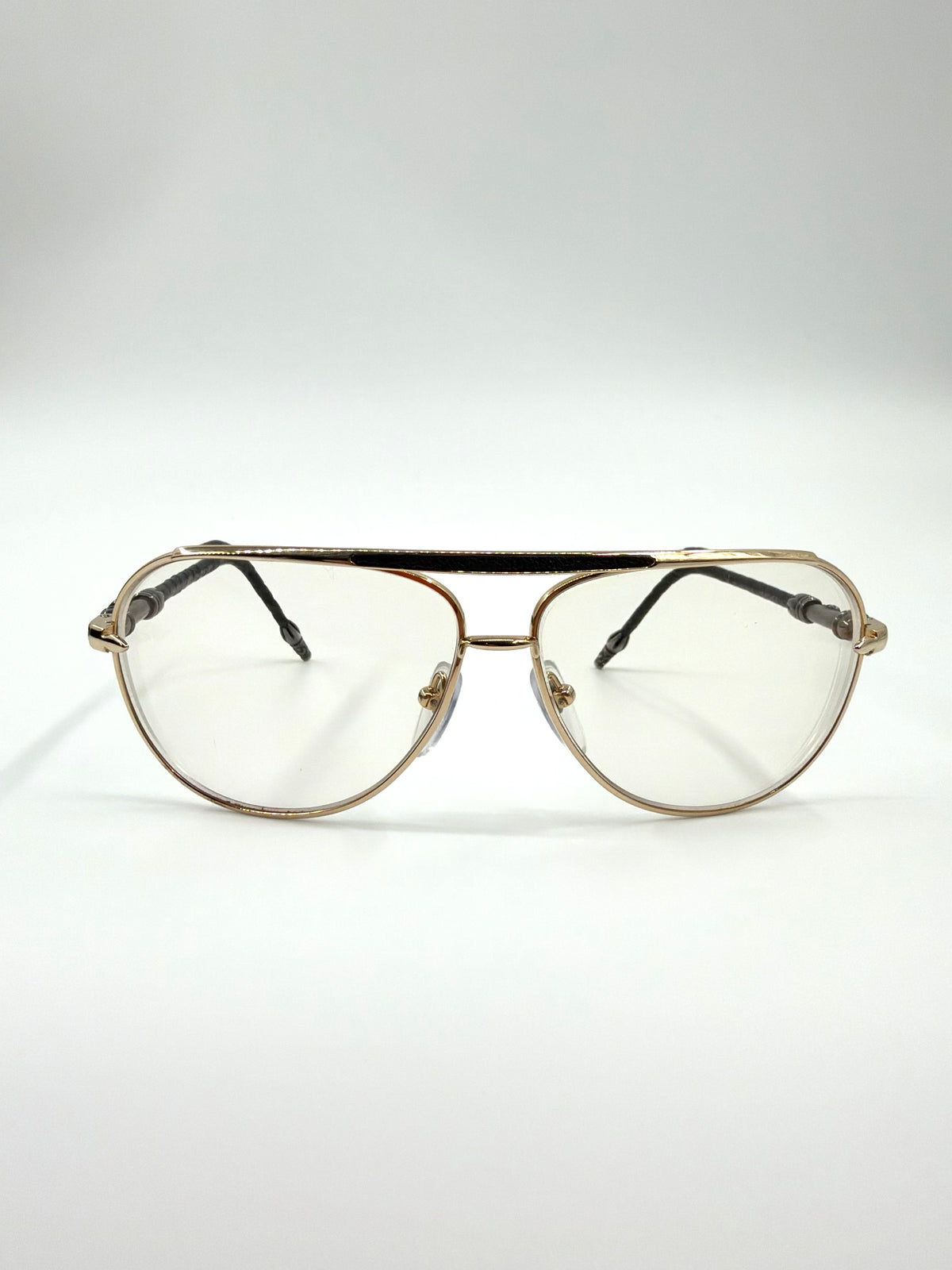 CHROME HEARTS 'MUNCHER' LEATHER HANDLES EYEGLASSES (PRE-OWNED W/ CASE)