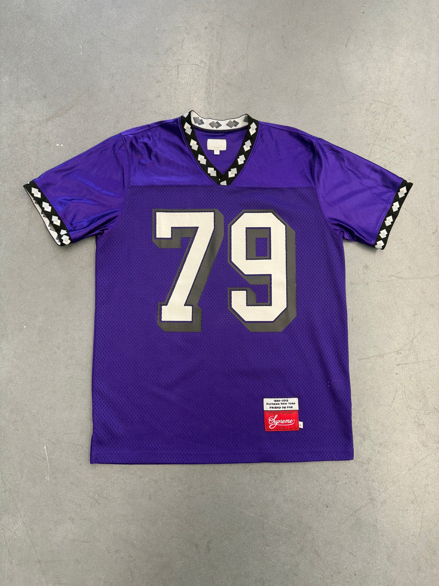 FW13 SUPREME DIAMOND RIB FRIEND OR FOE FOOTBALL JERSEY PURPLE