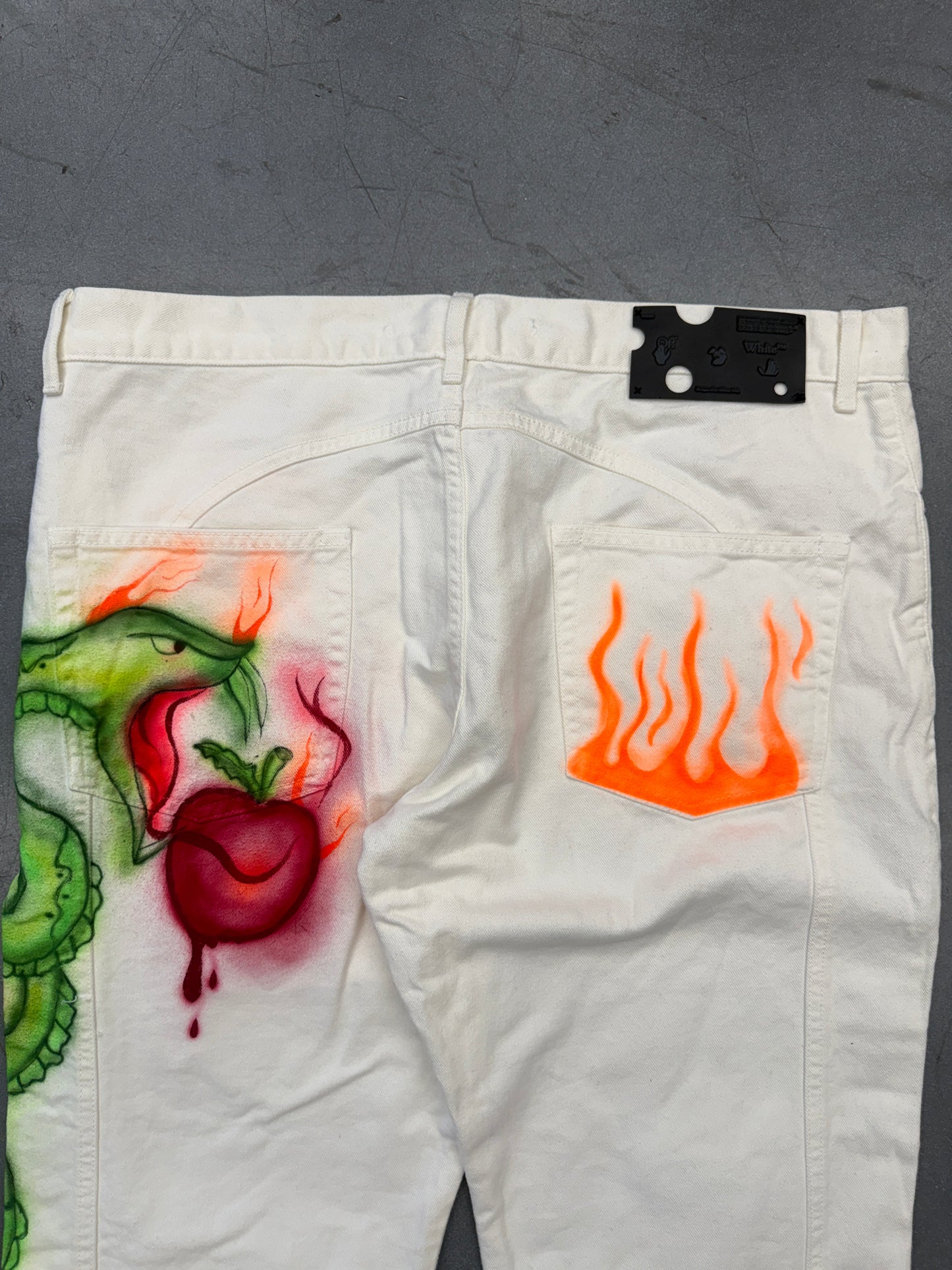 OFF-WHITE X BABYBRUSH FLARE-LEG CONTOUR JEANS  - WHITE