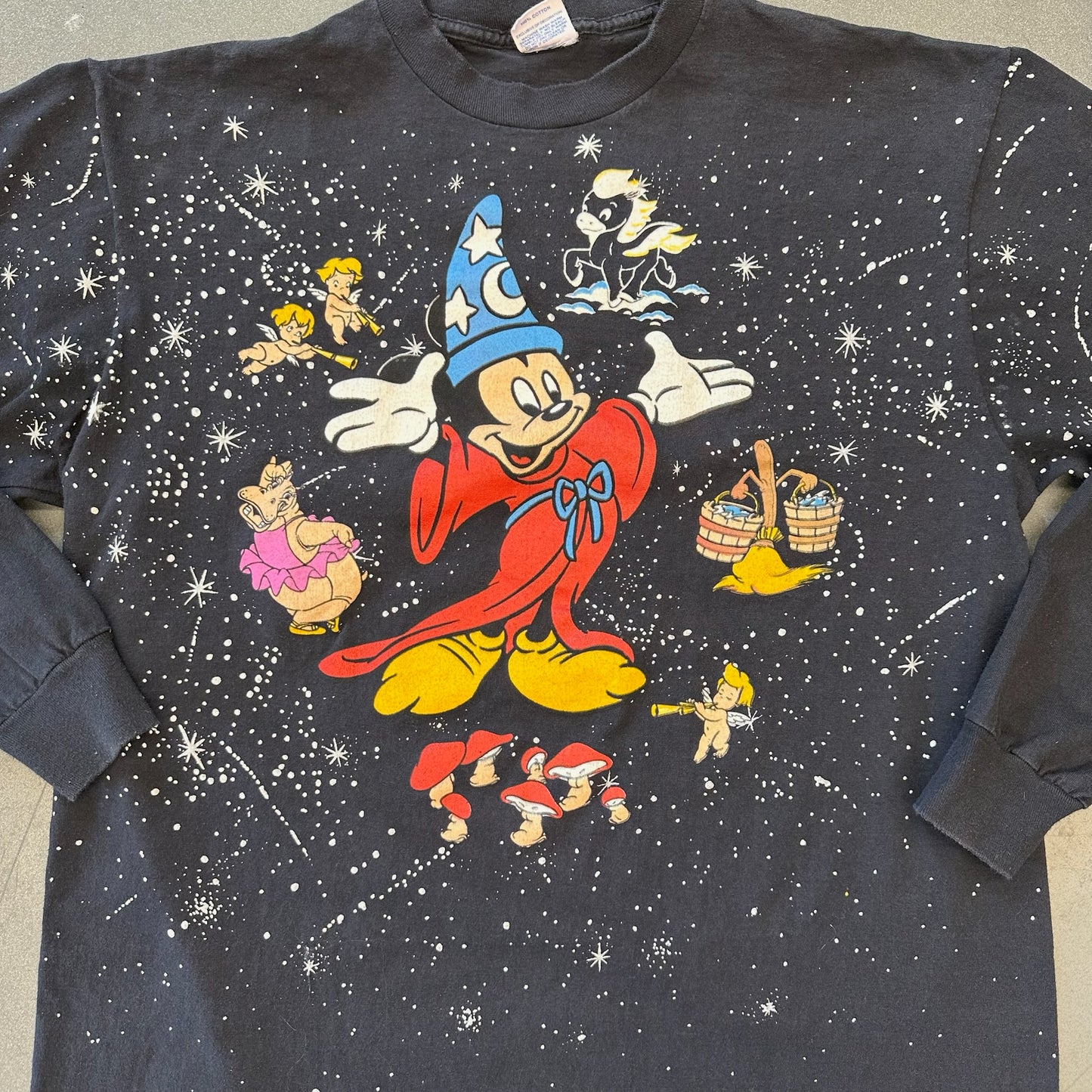 1990 DISNEY FANTASIA 50TH ANNIVERSARY MICKEY SORCERER LONGSLEEVE TEE (DISNEY CHARACTER FASHIONS TAG)